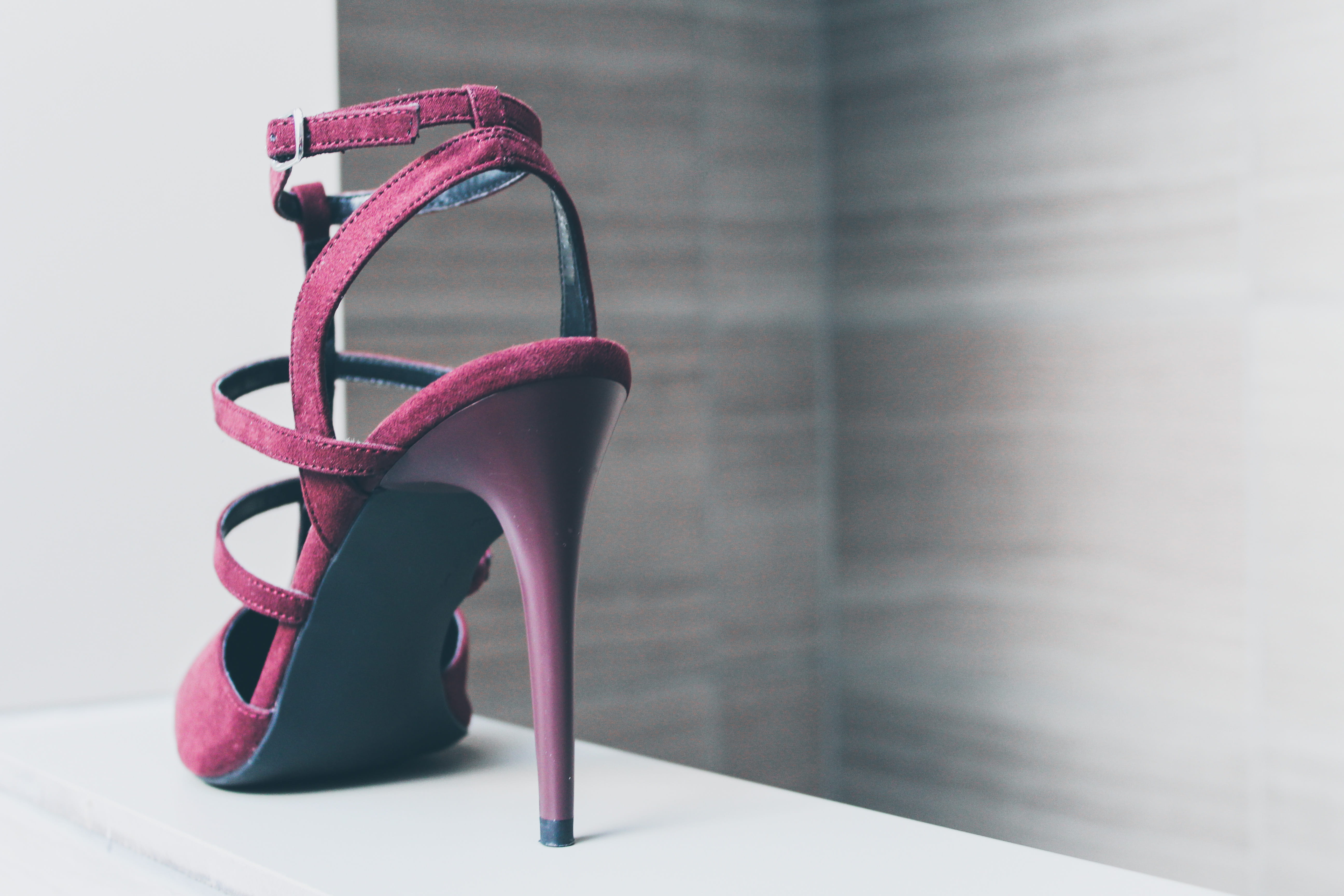 clogs, high heels, indoors, apparel, focus on foreground, sock, heel, 5K, close-up, buckle, stiletto, ankle, purple, strap, pink color, fashion, luxury, HD Wallpaper