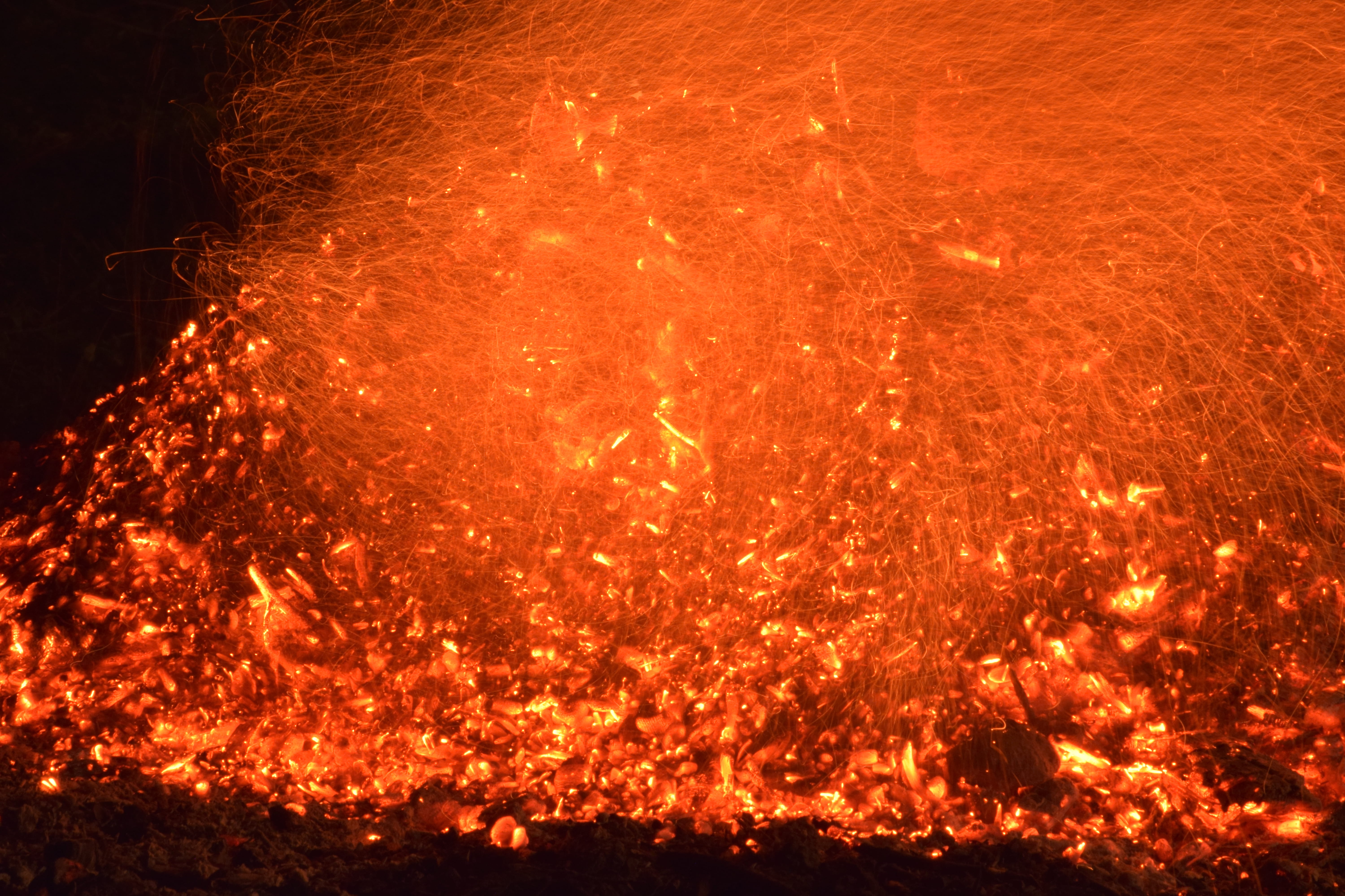 bonfire, nature, 5K, flame, fireworks, crater, melting, no people, forest fire, night, lava, sign, light, burning, motion, sky, sunrise, inferno, glowing, HD Wallpaper