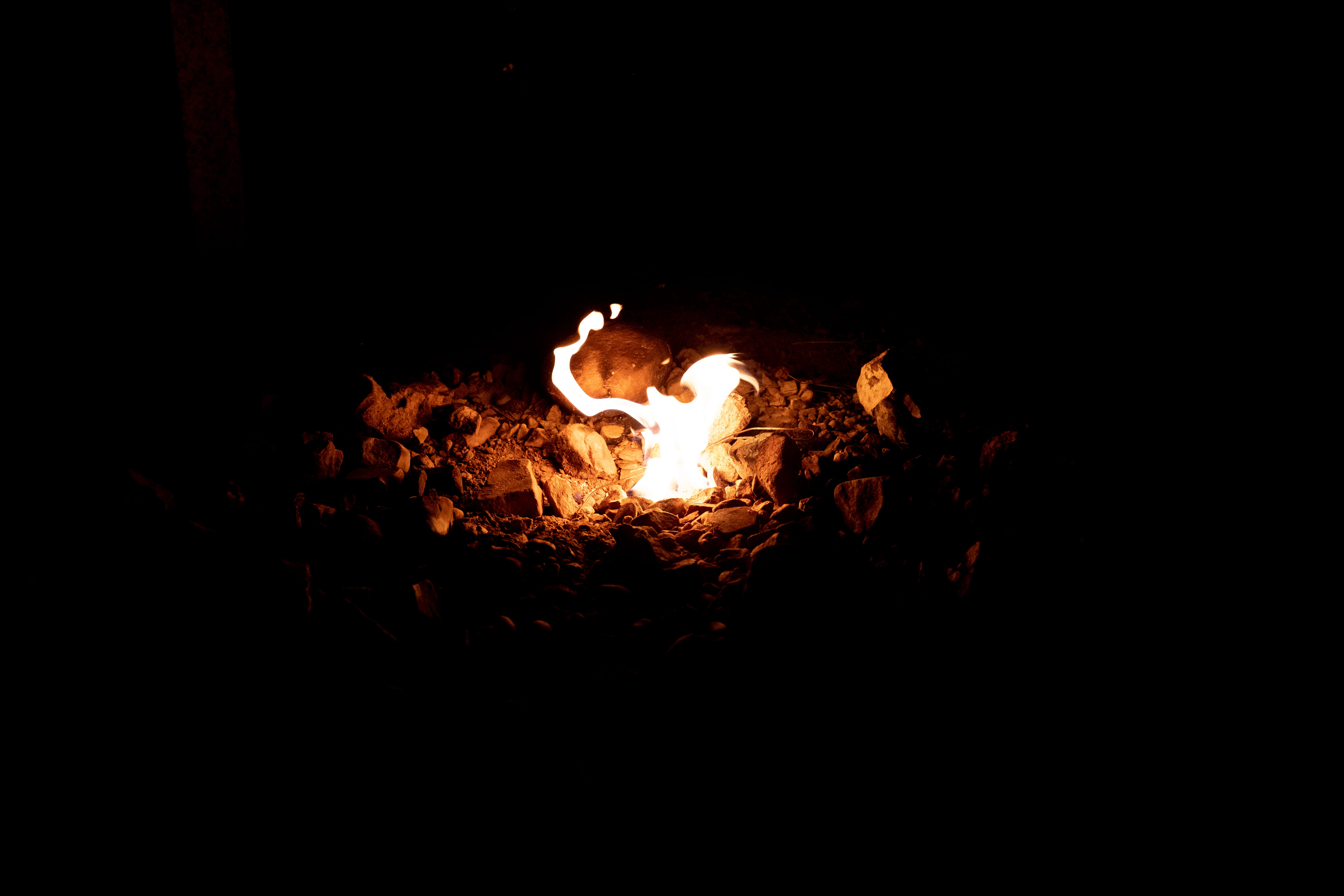 bonfire, juggling, cushion, copy space, camping, wood, flame, hearth, dark, firewood, forge, fire - natural phenomenon, 5K, night, wilderness, heat - temperature, HD Wallpaper