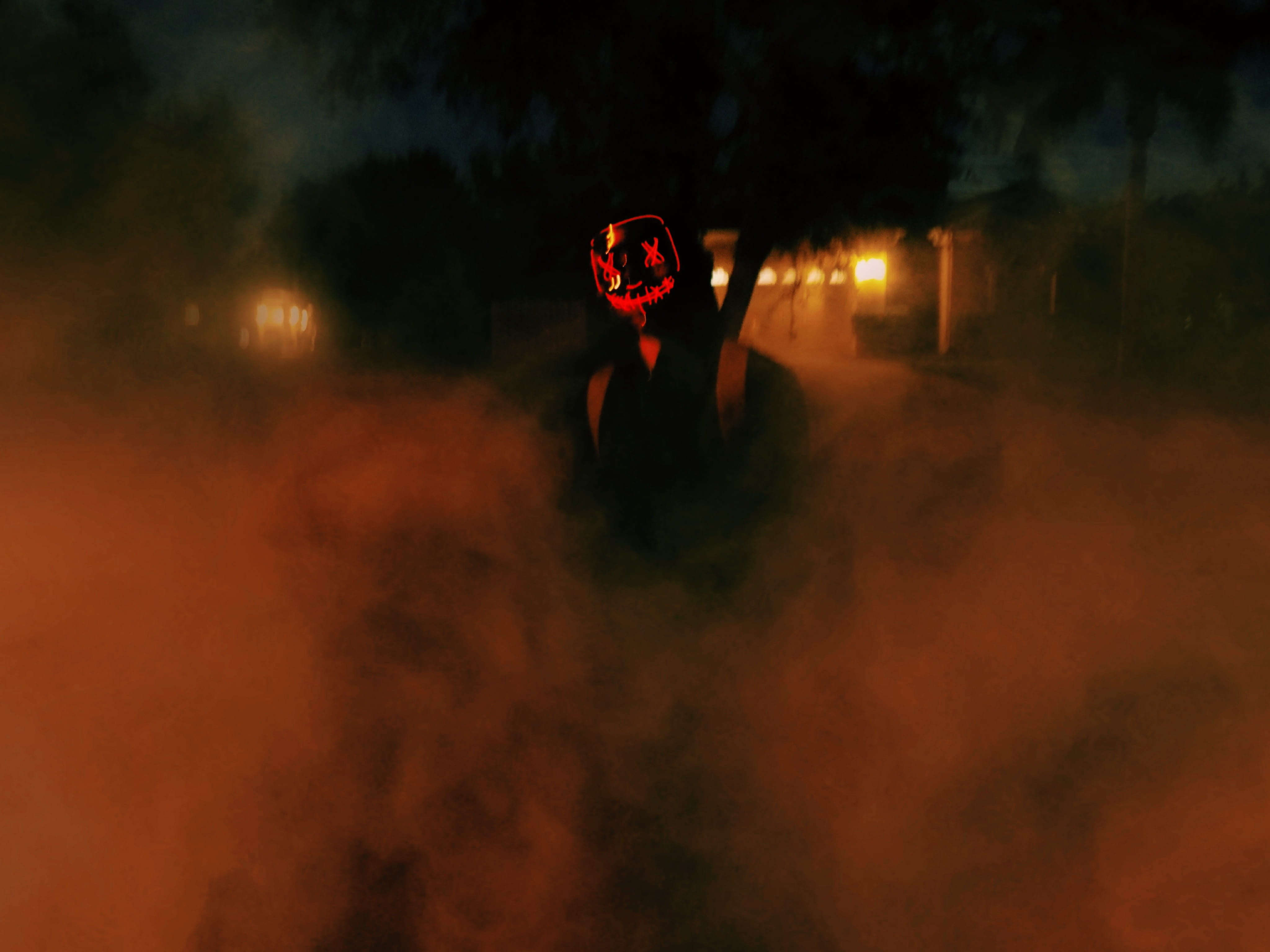 led, united states, toy, horror, mystery, illuminated, pollution, forest fire, front view, smoke, fear, dark, florida, night, red, portrait, halloween, HD Wallpaper