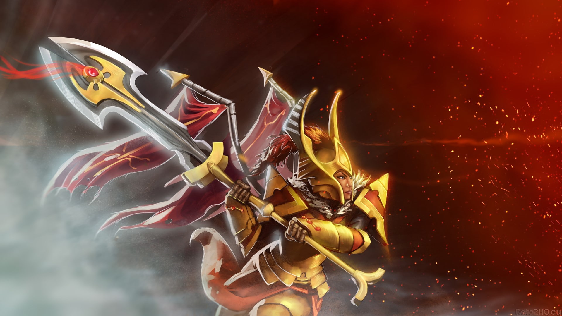 Dota 2, red, colored background, burning, studio shot, nature, flame, Tresdin, young adult, one person, exploding, 1080P, Custom set, digital composite, HD Wallpaper
