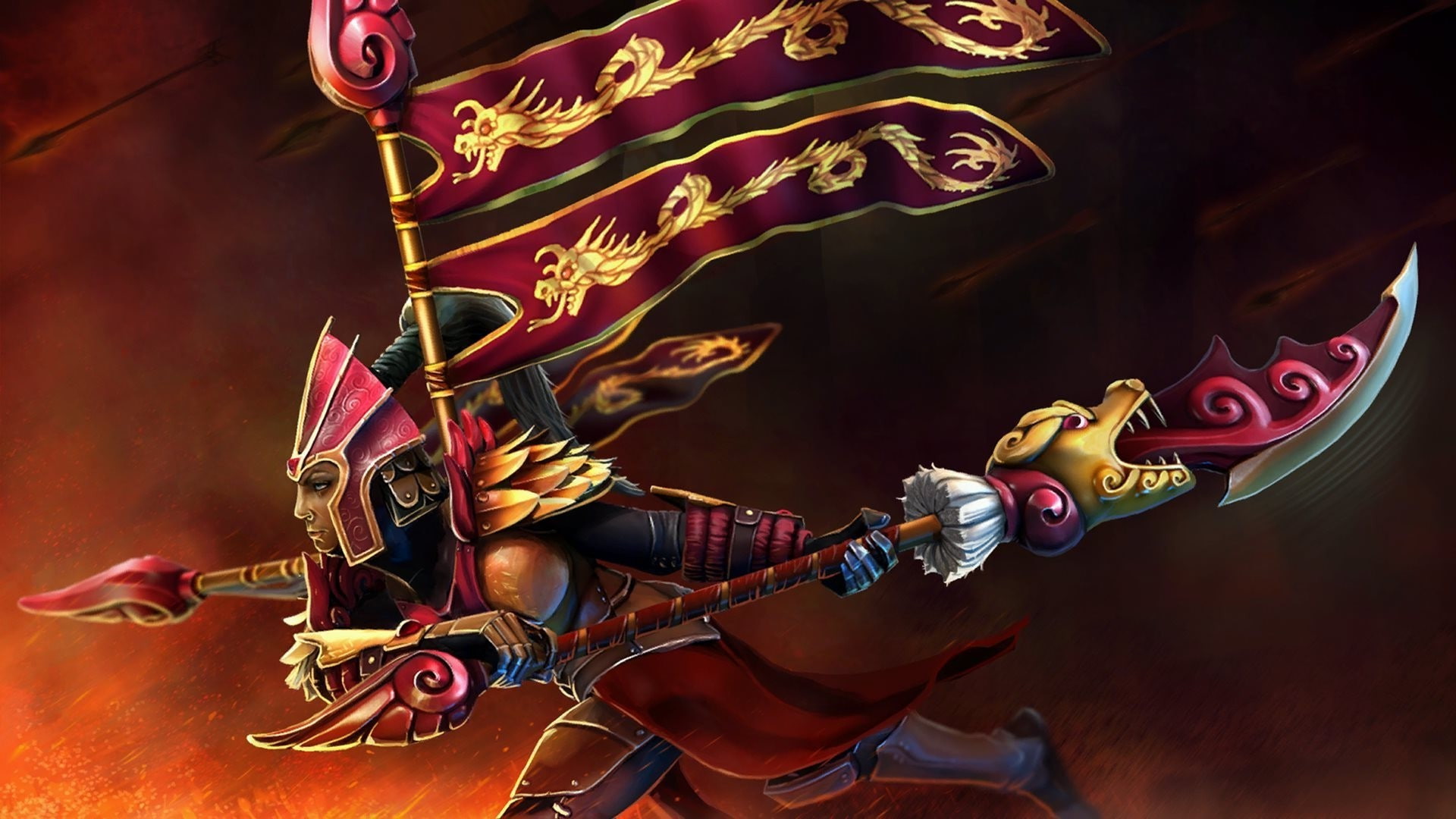 representation, night, multi colored, event, one person, 1080P, red, motion, indoors, side view, illuminated, defense of the ancient dota dota 2 valve valve corporation heroes video games legion commander warrior, HD Wallpaper