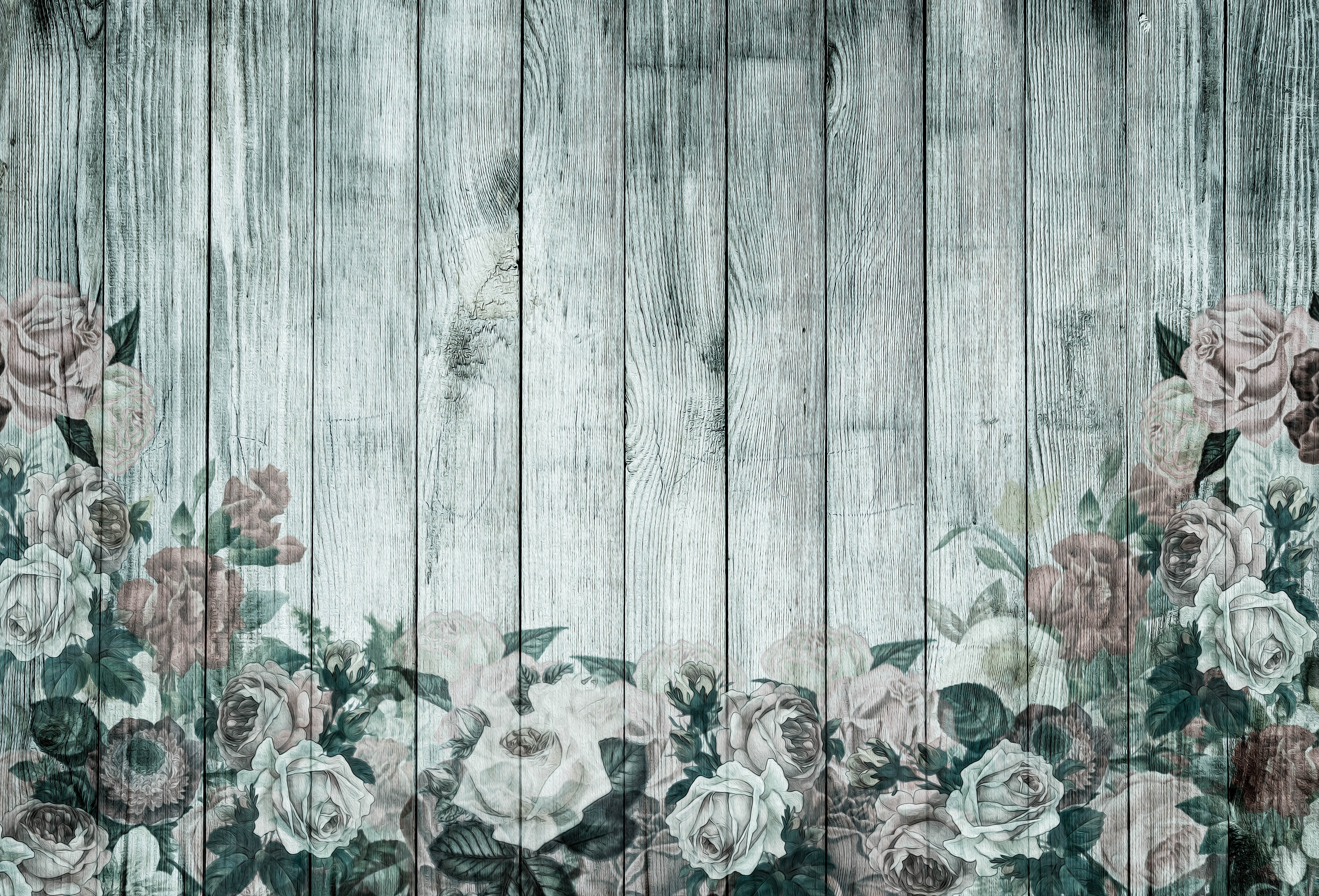 5K, planks, wood, wooden, gray, flowers, retro, roses, vintage, HD Wallpaper