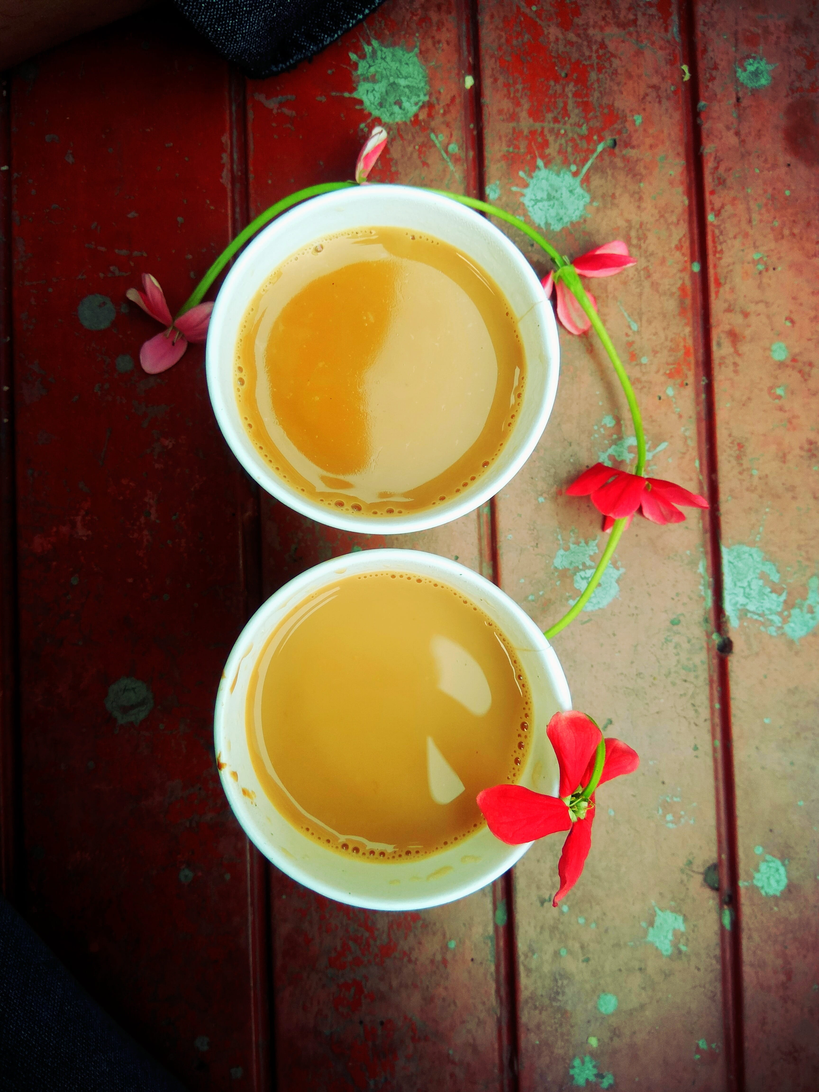 4K, thé, healthy eating, milk tea, remedy, chai ki chuski, directly above, still life, chair, flower, no people, chai, bowl, two cups, break, table, tea cup, Phone HD Wallpaper