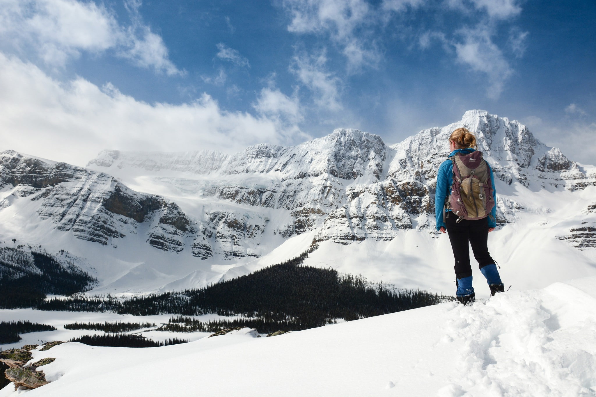 1080P, climber, girl climber, girl, Mountain, snow, HD Wallpaper