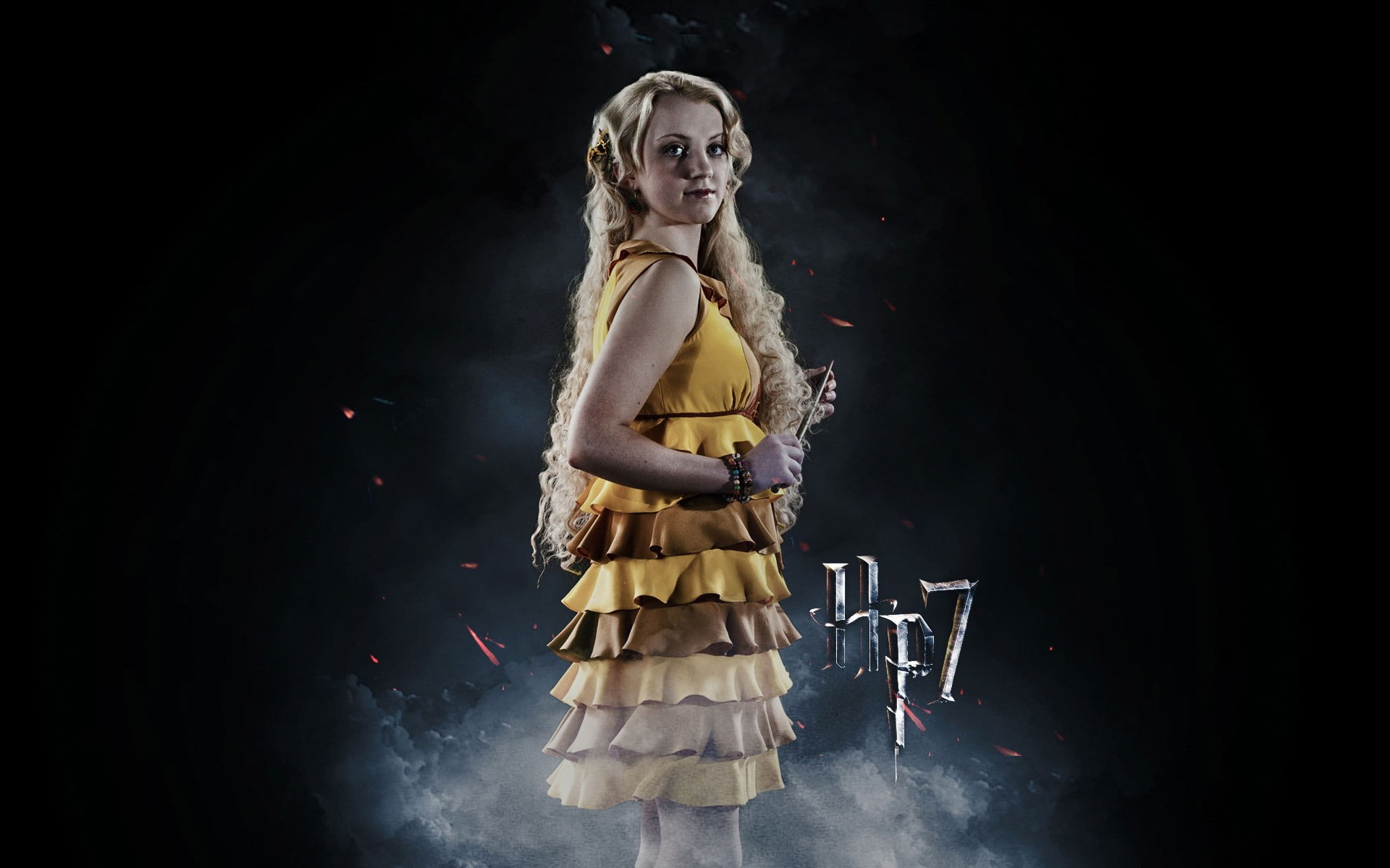 Harry Potter, evanna lynch, 1080P, Harry Potter And The Deathly Hallows, Luna Lovegood, Yellow Dress, HD Wallpaper