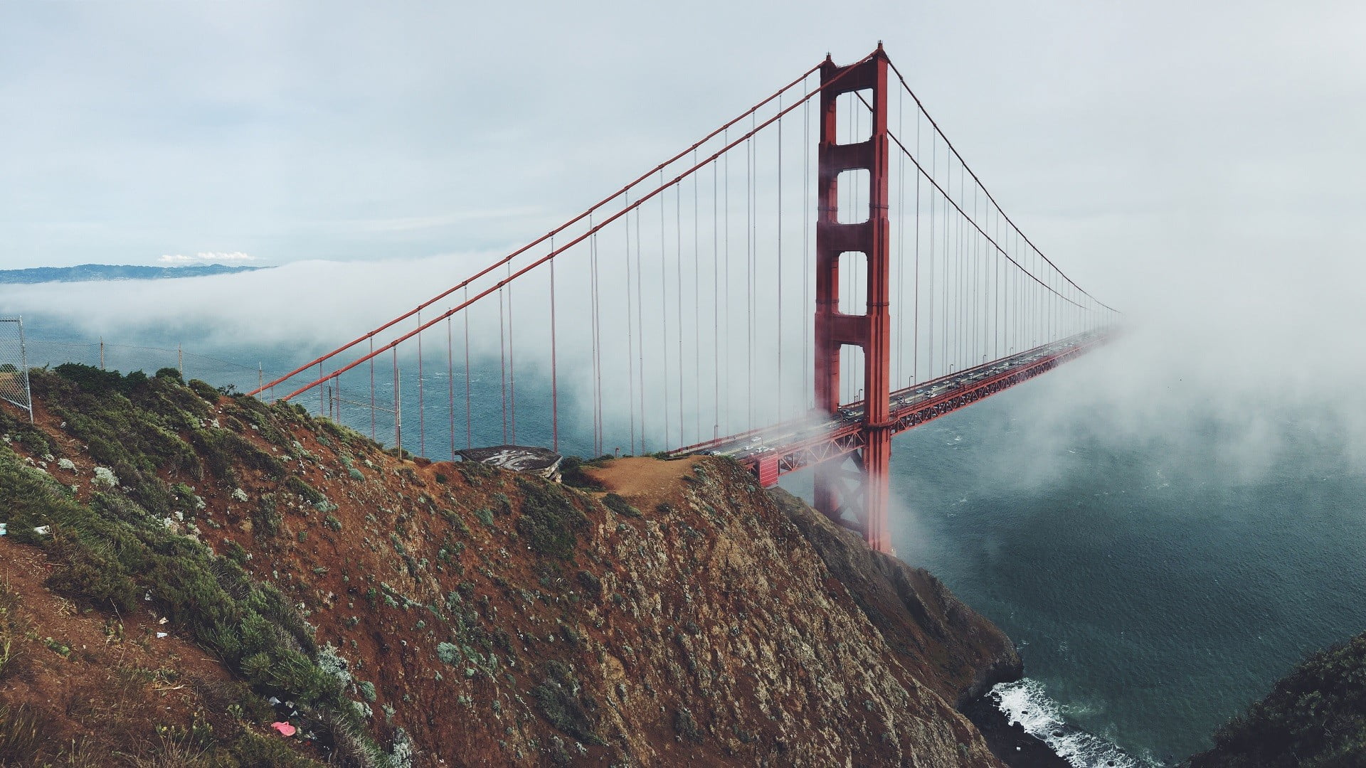 landscape, bay of water, brown, sea, Golden Gate Bridge, travel destinations, nature, suspension bridge, day, bridge, road, built structure, USA, travel, HD Wallpaper