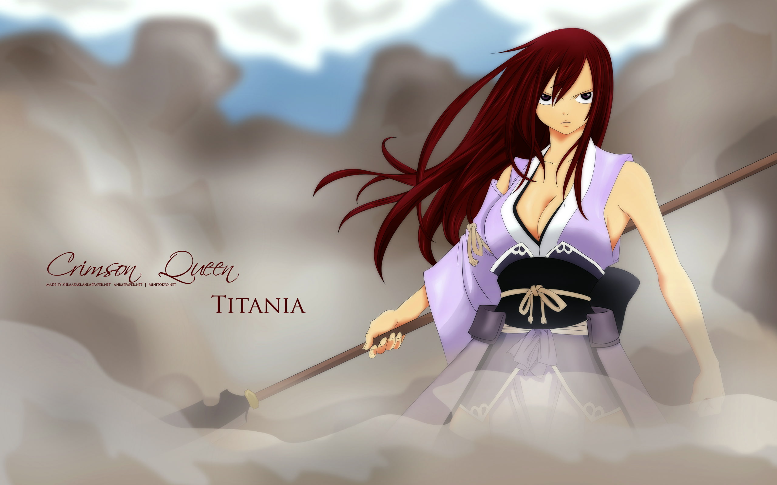 front view, beautiful woman, Fairy Tail, fashion, Scarlet Erza, one person, young adult, adult, young women, dyed hair, standing, looking at camera, hairstyle, HD Wallpaper