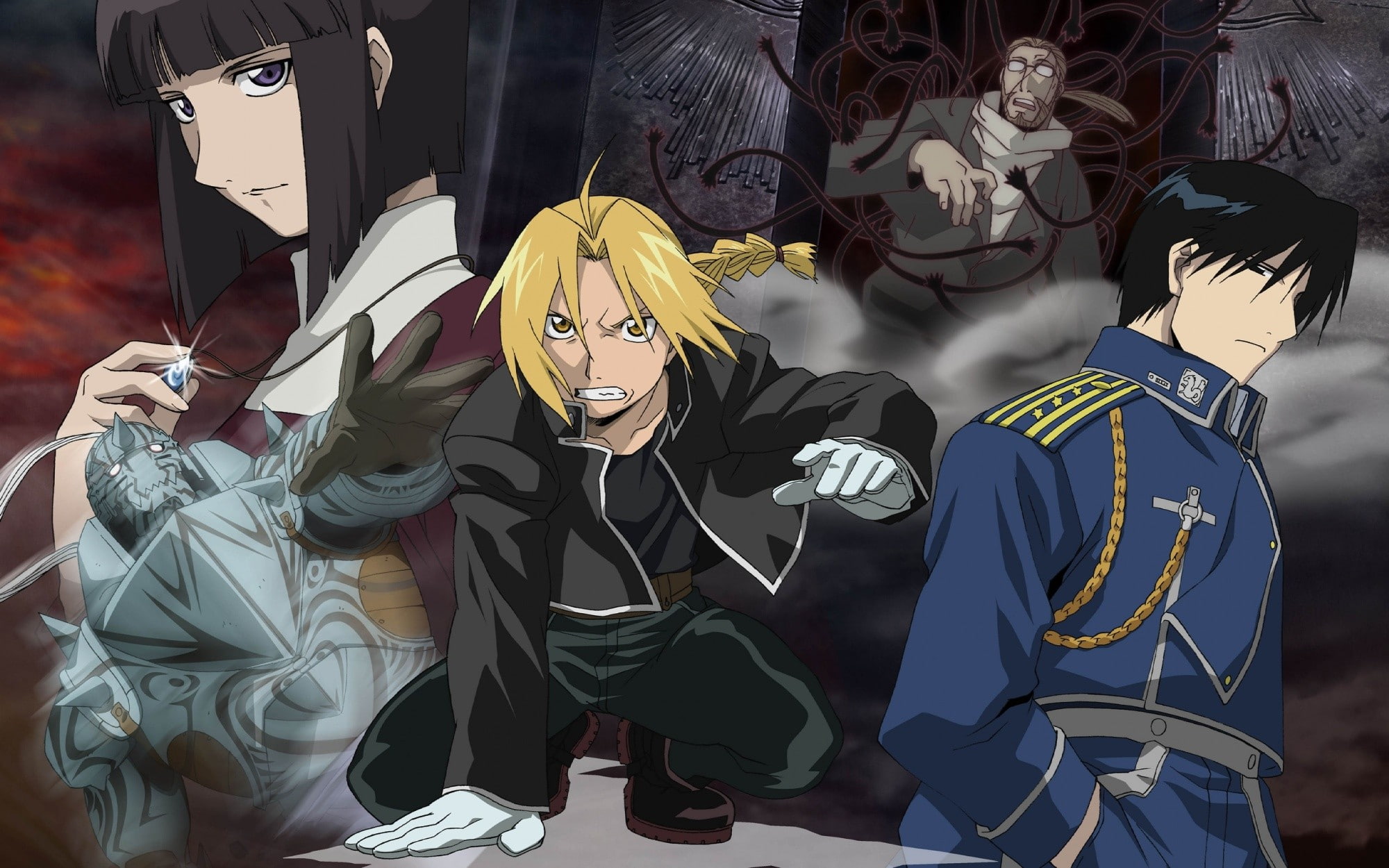spooky, human representation, mask - disguise, male likeness, Elric Edward, 1080P, mask, representation, costume, anime, creativity, Roy Mustang, Full Metal Alchemist, HD Wallpaper