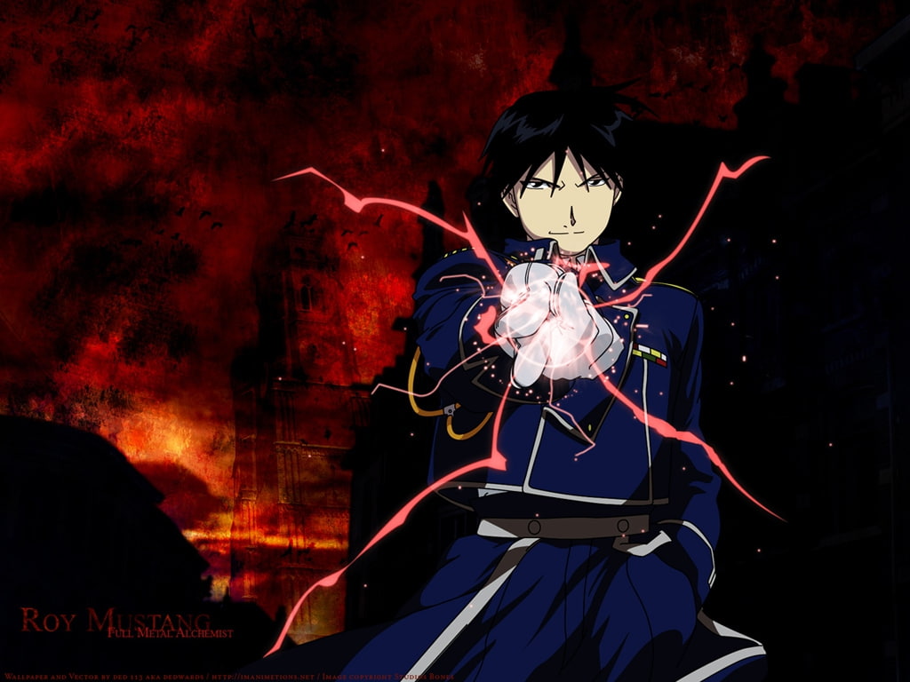 lightning, hd, mustang, metal, 480P, anime, art, roy, full, alchemist, Roy Mustang, Energy, glove, HD Wallpaper