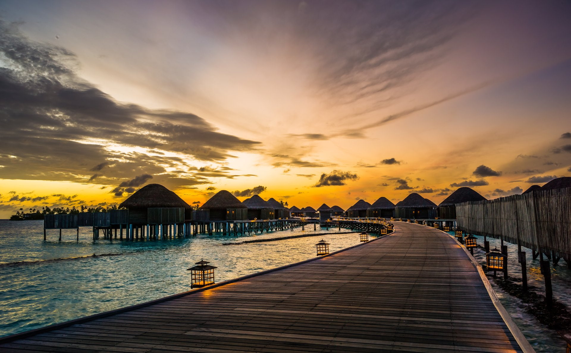Dawn, Maldives, Photography, Pier, Resort, Sunrise, Morning, Constance Halaveli Resort, Tropics, Hotel, 1080P, Sky, HD Wallpaper