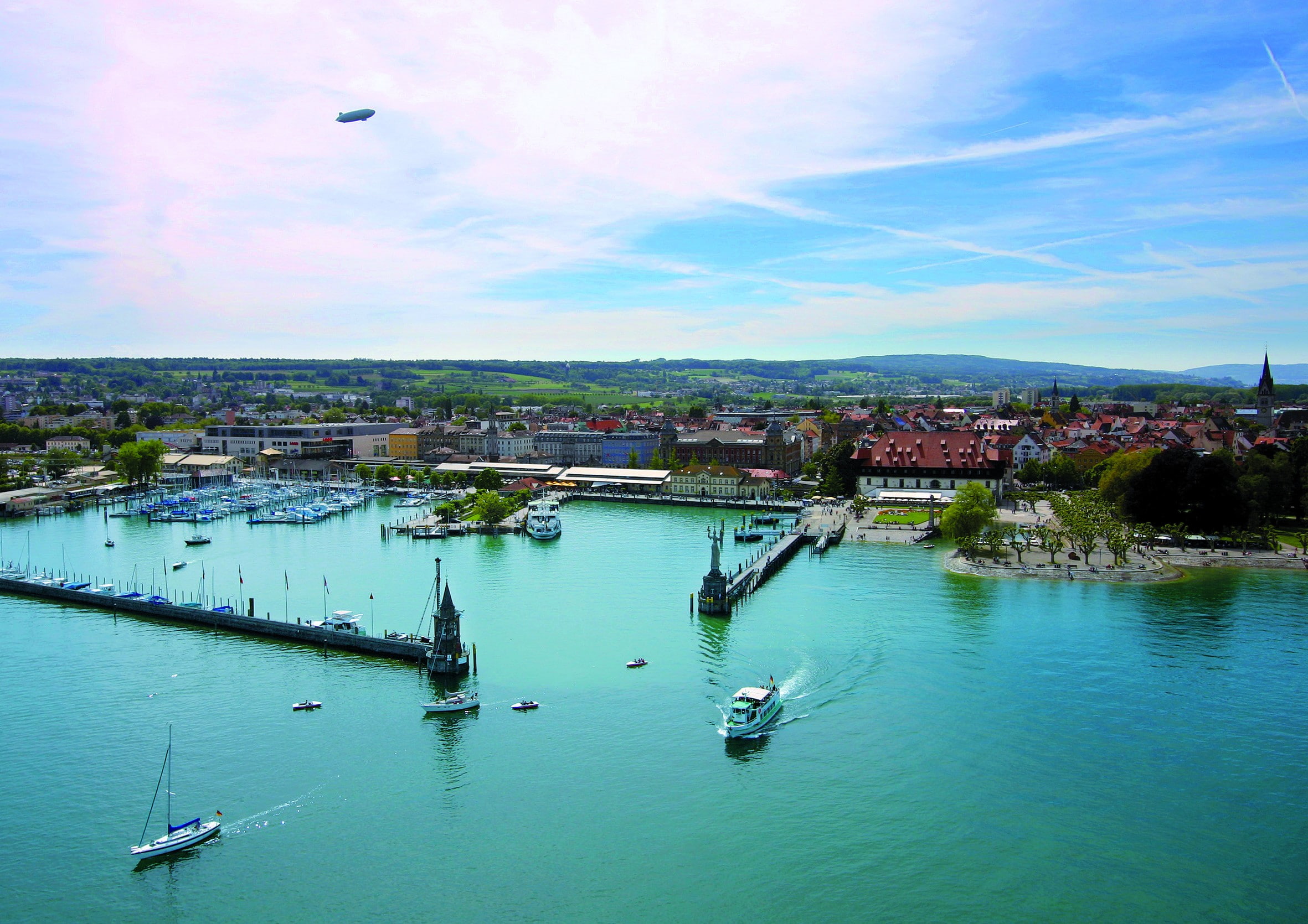 waterfront, aerial view, outdoors, transportation, city, water, high angle view, building exterior, no people, lake, day, travel destinations, Konstanz, HD Wallpaper