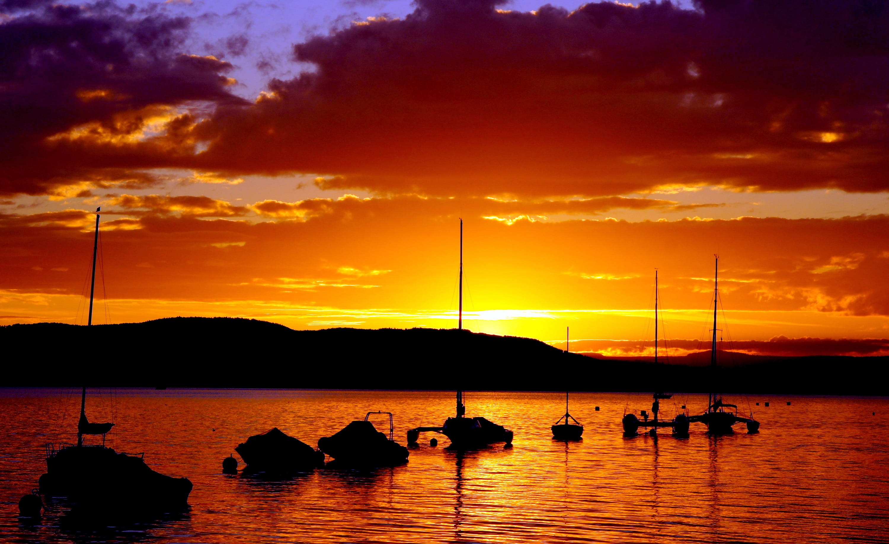 nature, reflection, sky, Lake, boat, sailboat, transportation, Lake Constance, cloud - sky, no people, tranquil scene, Sunset, Germany, orange color, scenics - nature, HD Wallpaper