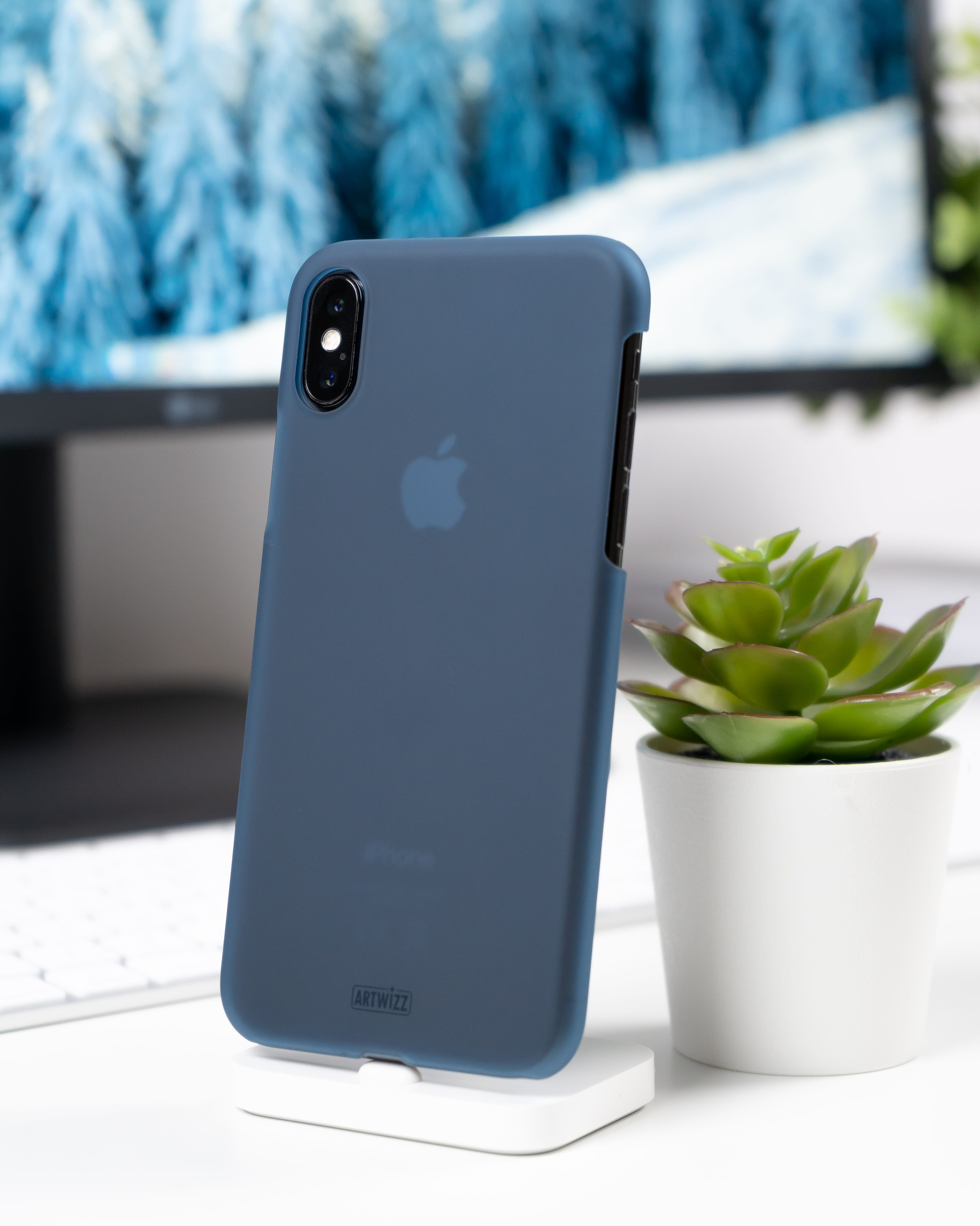 succulent, black, cup, technology, focus on foreground, iphone, plant, 4K, near, white color, connection, day, wireless technology, xs, screen, case, still life, Phone HD Wallpaper