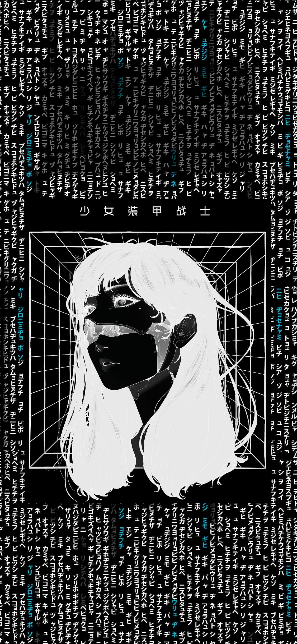 women, iPhone X, Japanese characters, 1080P, cyborg, cyberpunk, Phone HD Wallpaper