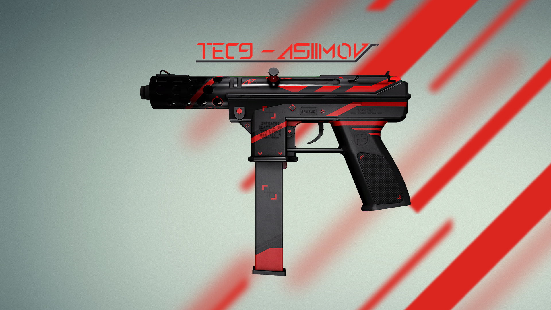 Skin, steel, wall - building feature, tec, metal, red, machinery, safety, surveillance, Weapons, Steam, single object, studio shot, Coridium, 1080P, Asiimov, HD Wallpaper