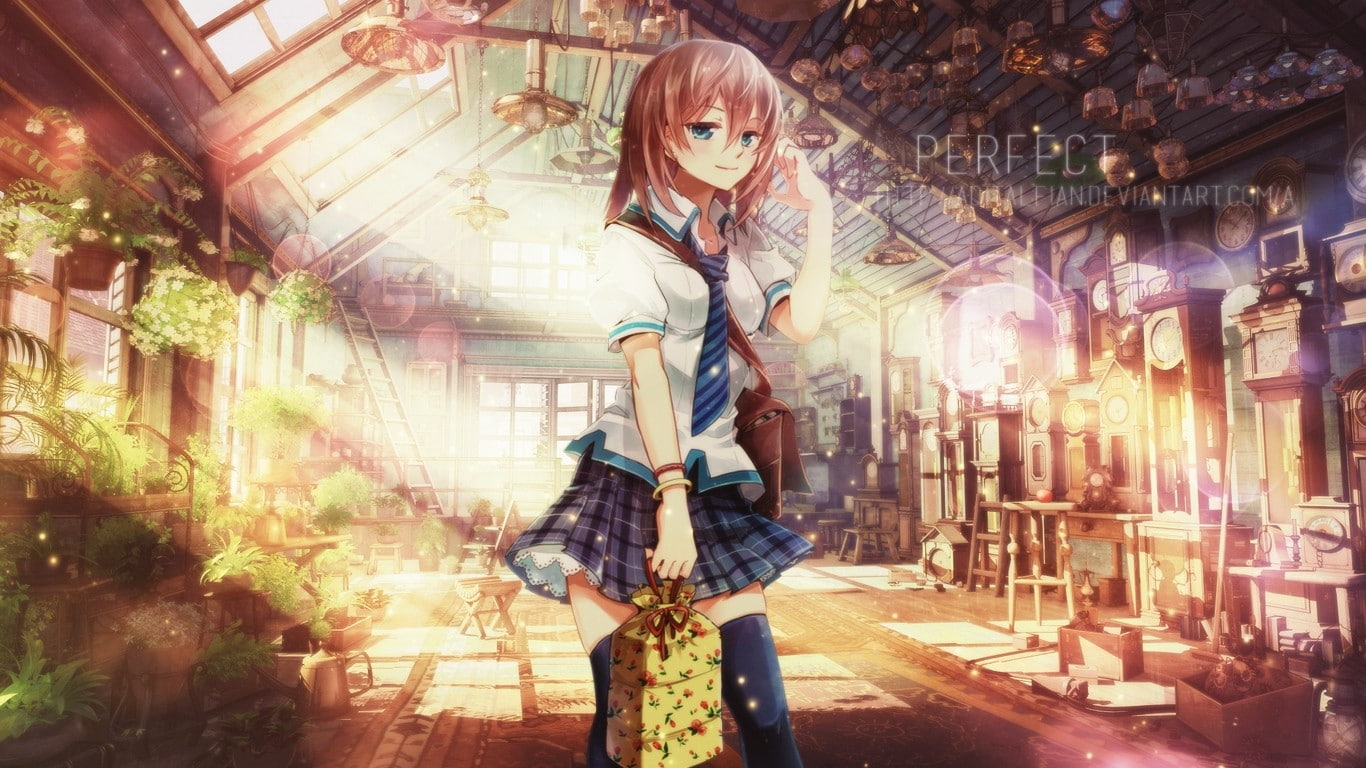 anime, anime girls, school uniform, ArseniXC, 720P, original characters, HD Wallpaper