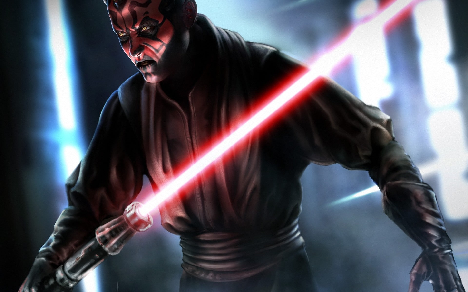 star, maul, 1080P, warriors, warrior, jedi, wars, art, sword, sci fi, light, darth, lord, sith, HD Wallpaper