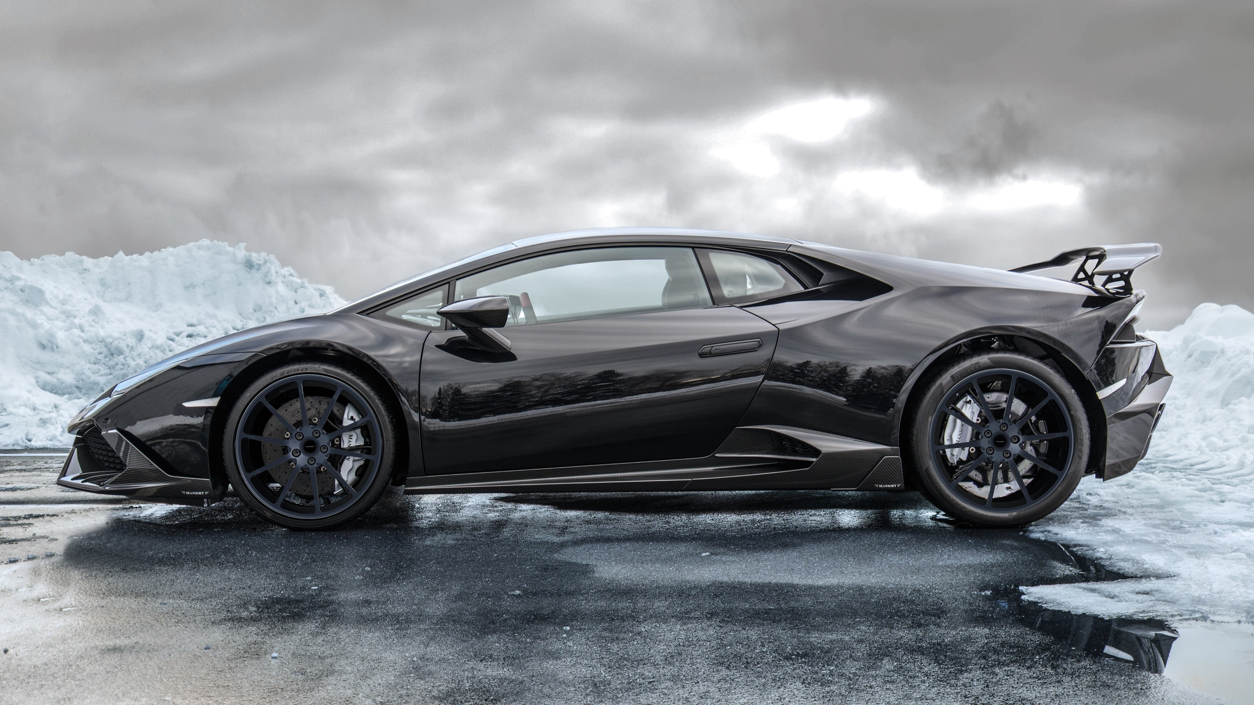 luxury, winter, day, cloud - sky, silver colored, transportation, Mansory, chrome, 4K, land vehicle, storm, black, wheel, travel, mode of transportation, HD Wallpaper