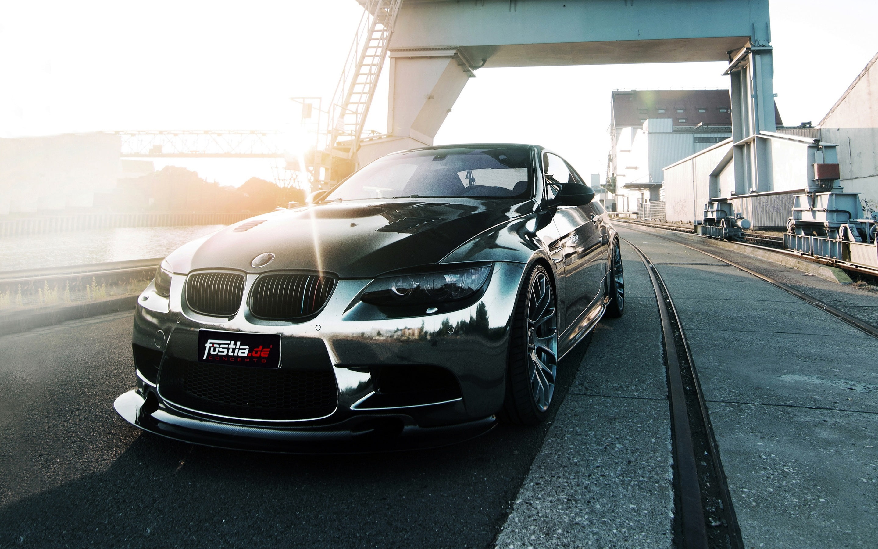 m, e, Front, Car, 2K, View, BMW, Fostla, black, HD Wallpaper