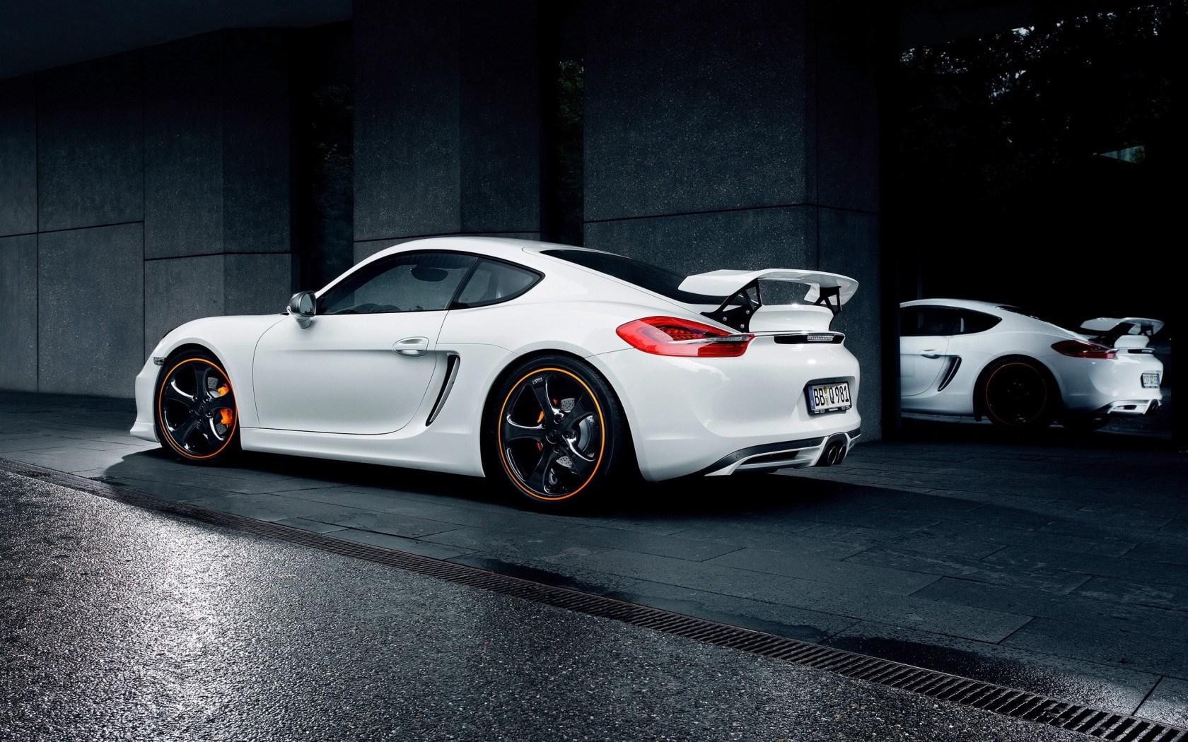 car, 720P, porsche, cayman, white, HD Wallpaper