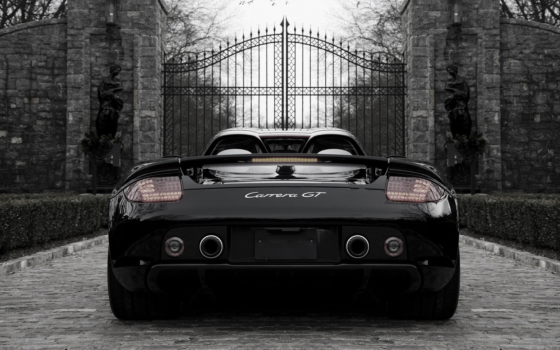 monochrome, Porsche, Porsche Carrera GT, car, 1080P, HD Wallpaper