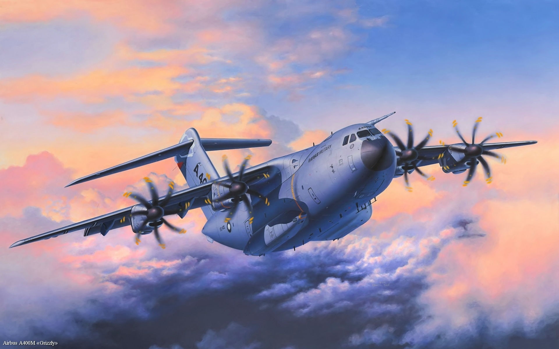 military aircraft, airbus a400m atlas, atlas, propeller, 1080P, military, aircraft, airbus, artwork, HD Wallpaper