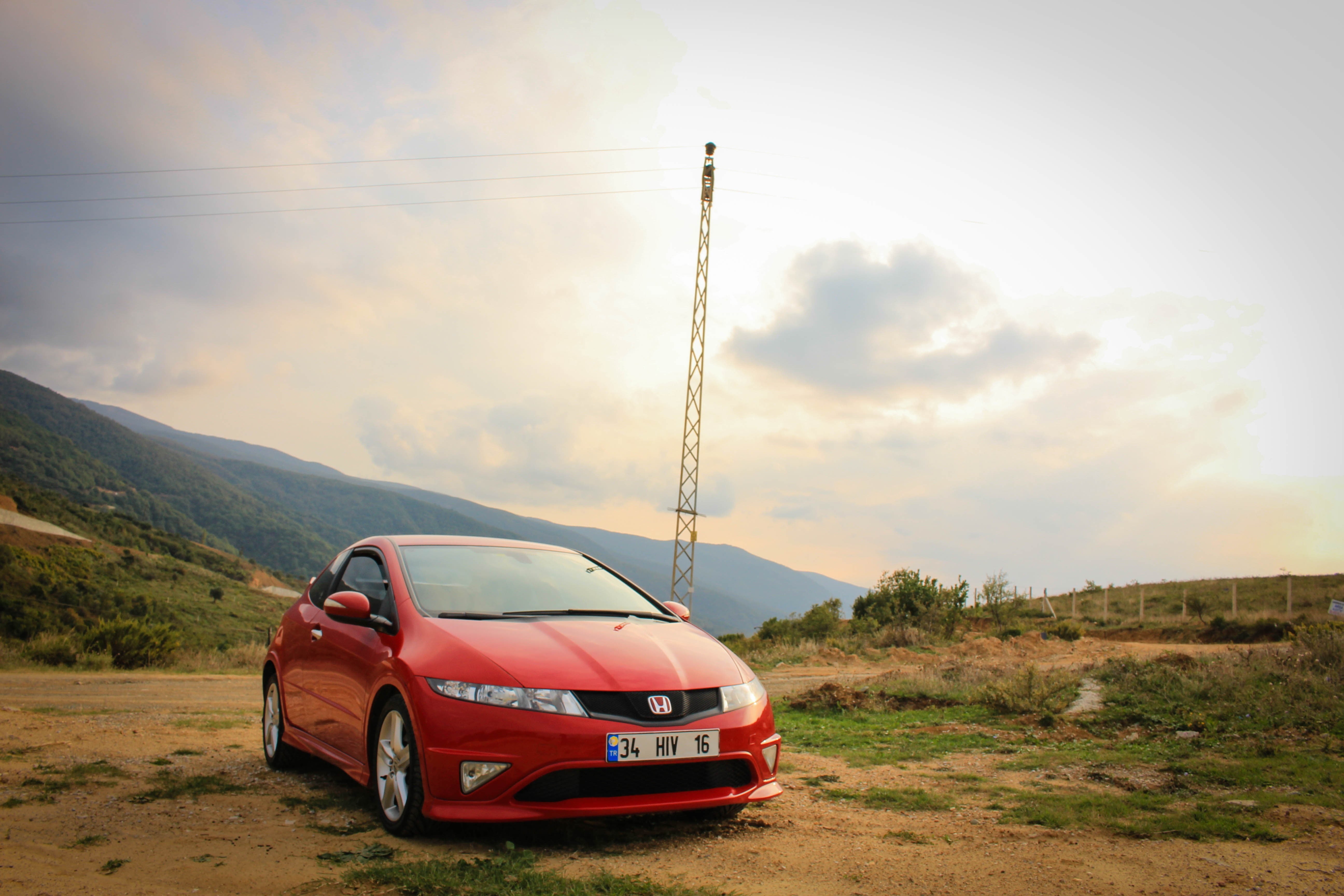 environment, land Vehicle, 4x4, red, cloud - sky, looking At View, beauty in nature, car, nature, motor Vehicle, Honda, modern, shock Absorber, wheel, civic, HD Wallpaper