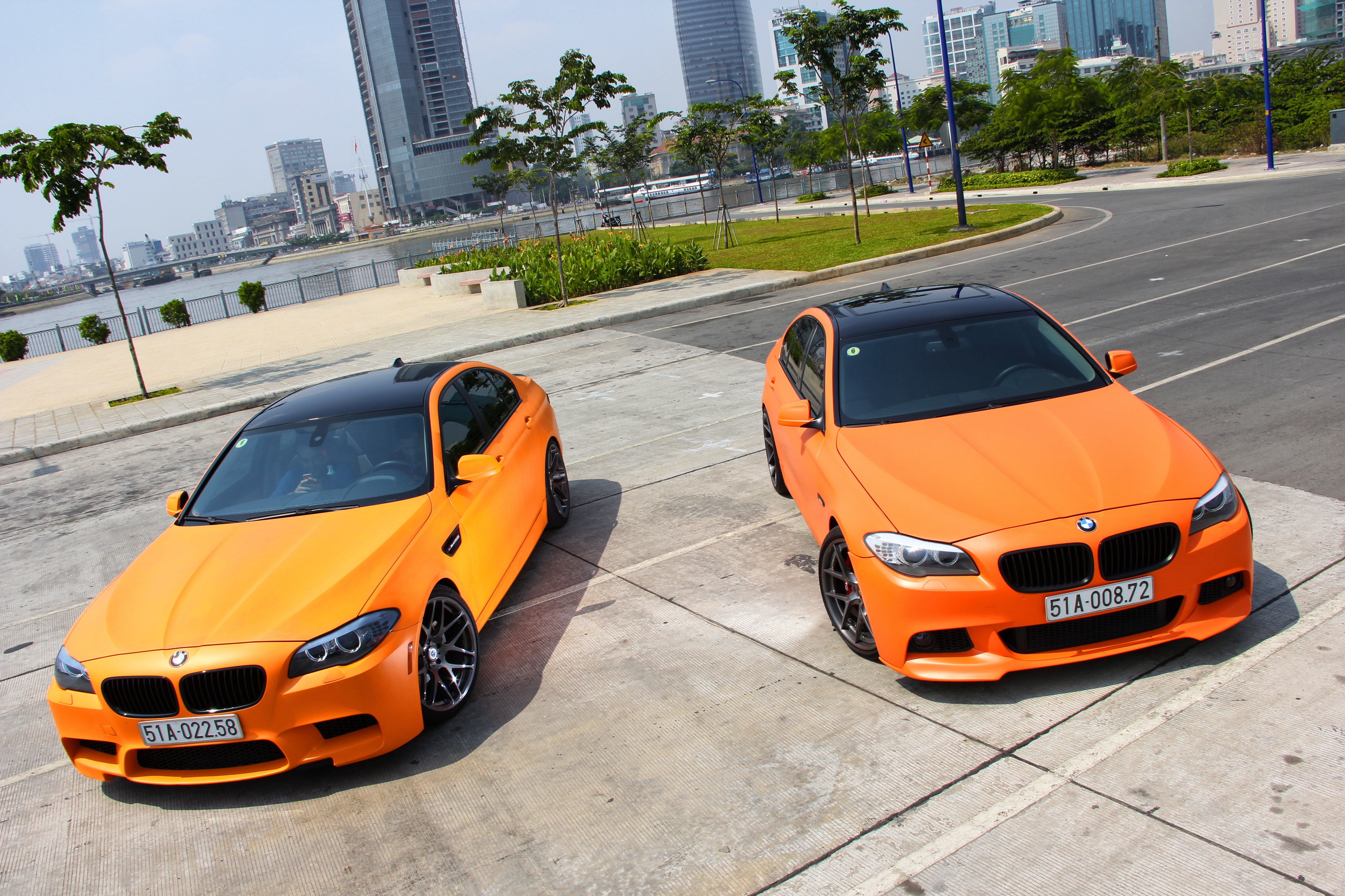 5K, bmw, orange, f10, Tuning, Matte, city, m5, f, m, HD Wallpaper