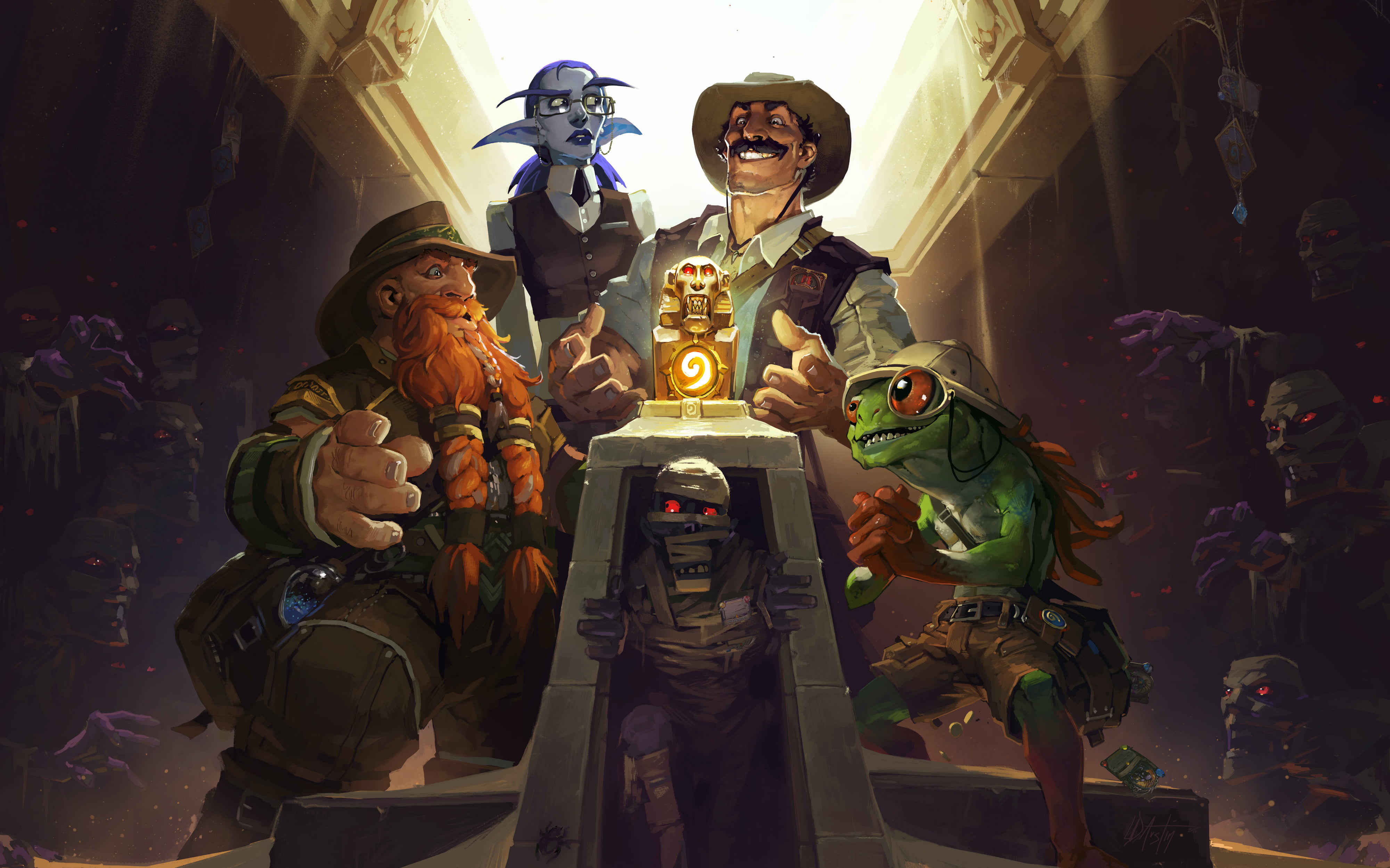 artifact, art and craft, cartoon, spirituality, dwarf, The League of explorers, Hearthstone, human representation, new addon, creativity, 4K, characters, HD Wallpaper