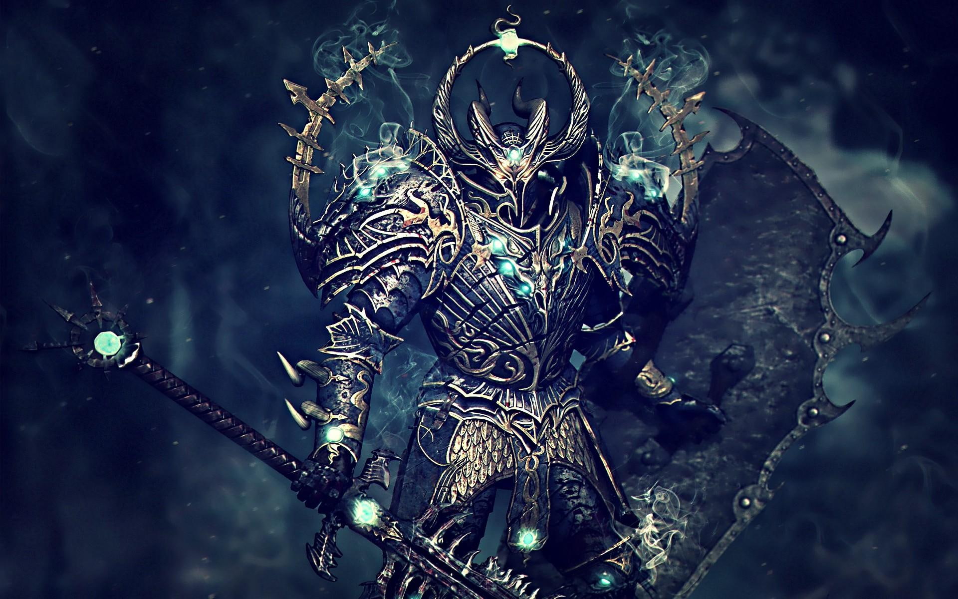 monster, warrior, warhammer, 1080P, abstract, fantasy, armour, 3d and abstract, armoured, HD Wallpaper