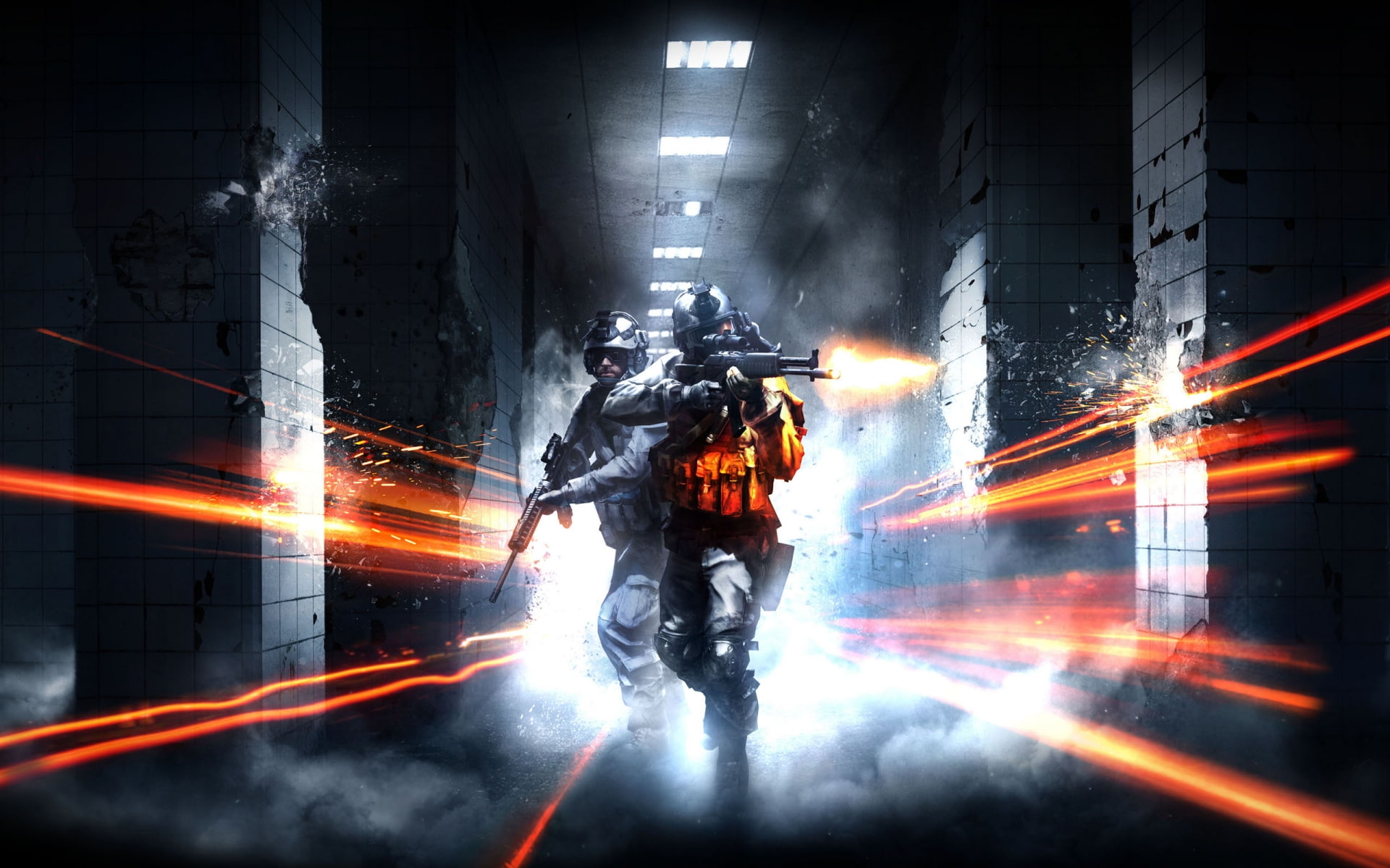 final, architecture, bright, uniform, lights, science, battlefield, fiction, warriors, video, soldiers, helmet, room, mask, color, armor, military, 1080P, HD Wallpaper
