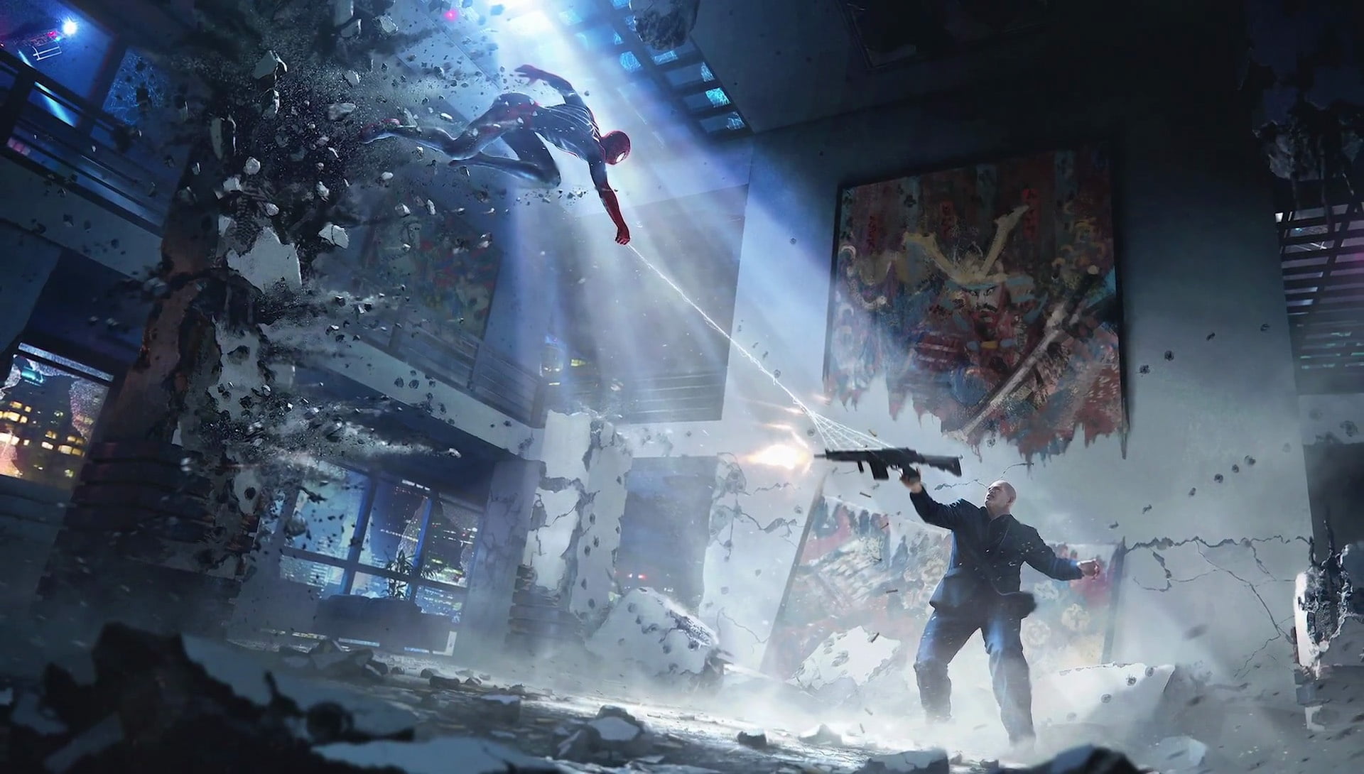 Picture, Helicopter, Superhero, Marvel, Criminal, Gun, Fight, Insomniac Games, Hero, Web, Marvel’s Spider-Man, Enemy, 1080P, Comics, Machine, PS4, Weapons, HD Wallpaper