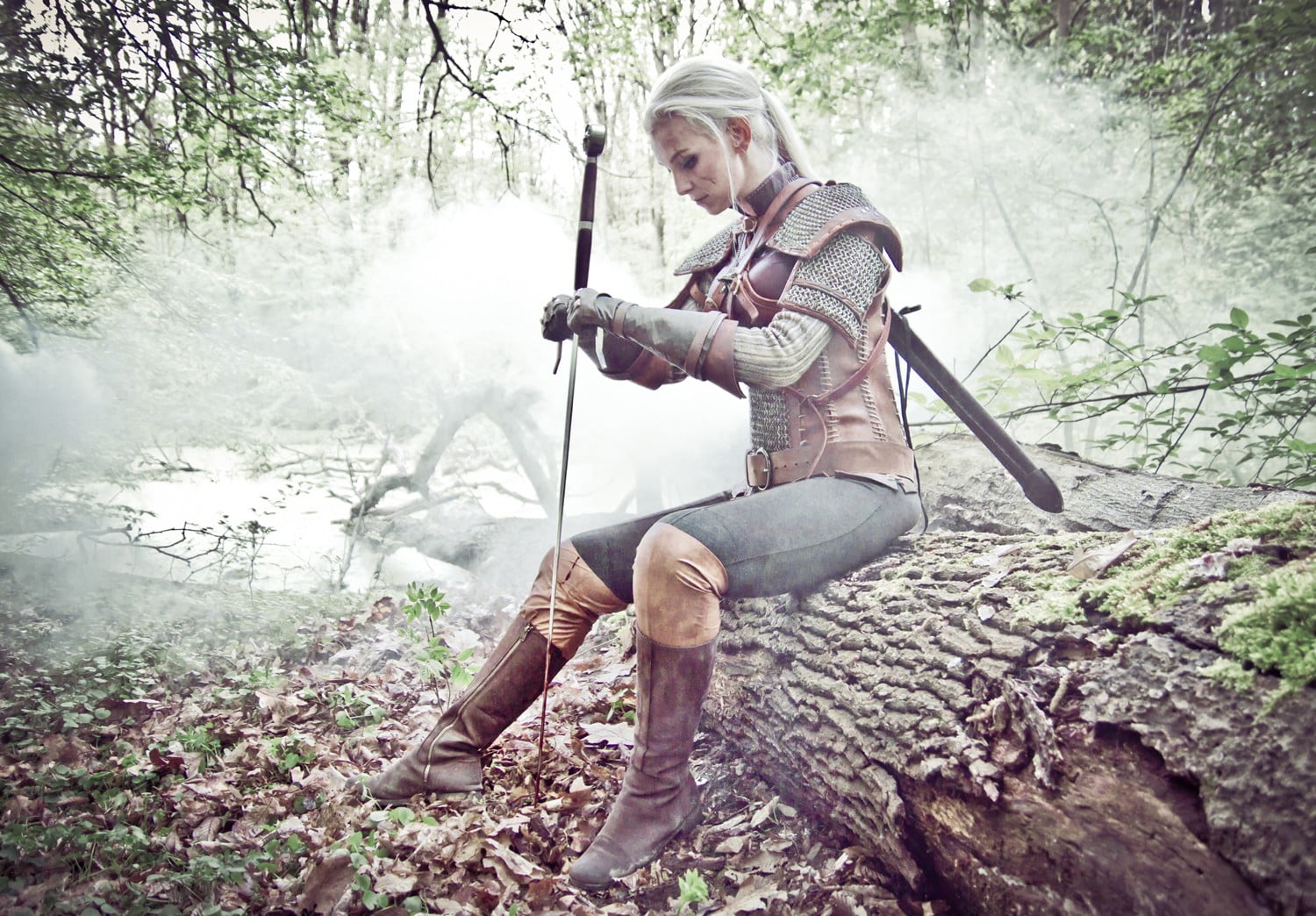 looking, sword, tree, casual clothing, outdoors, woman, Alzbeta Trojanova, leisure activity, standing, plant, brown, illustration, cosplay, The Witcher, HD Wallpaper