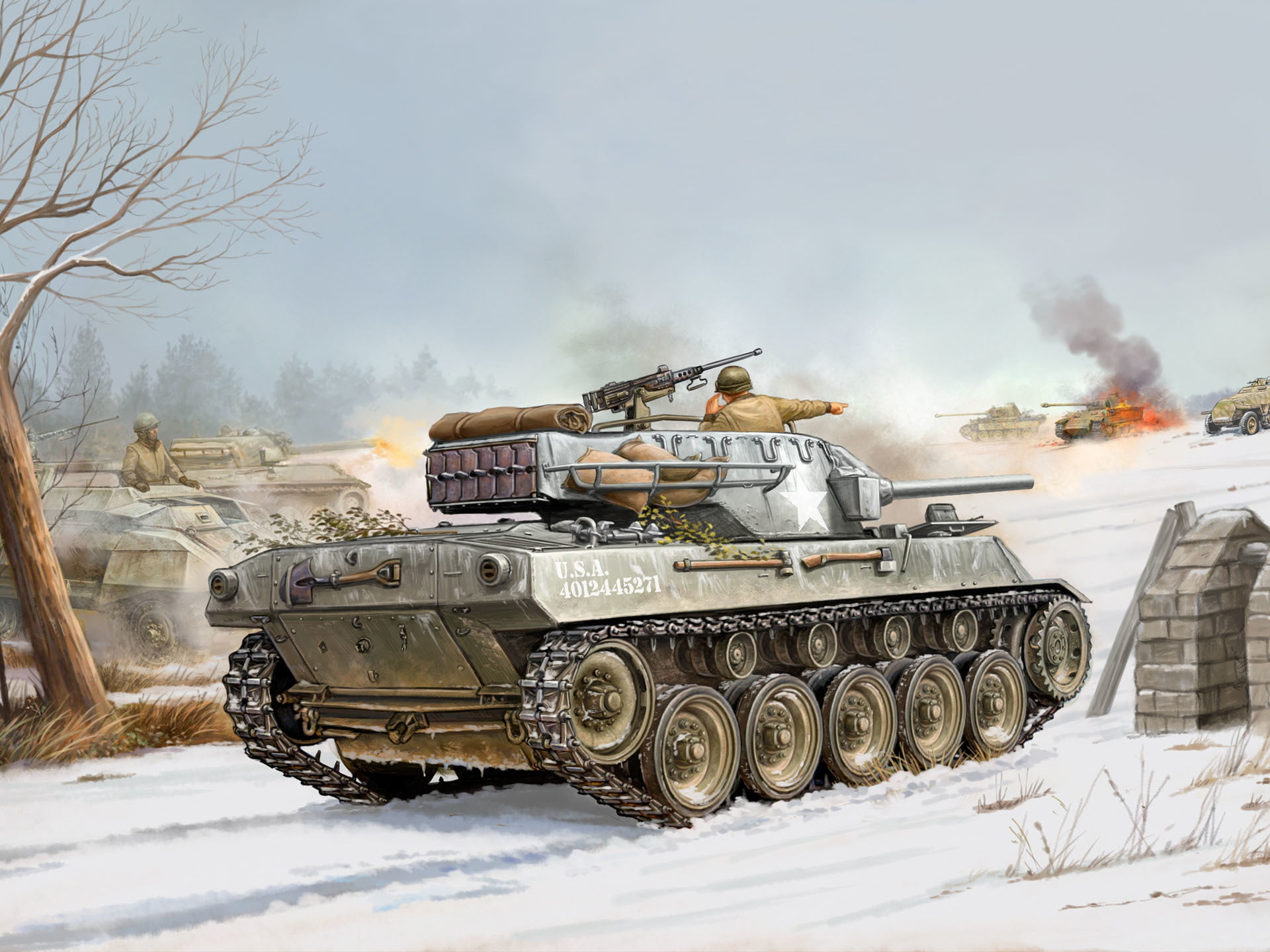 illustration, land Vehicle, gray, day, mode of transportation, USA, snow, government, nature, weapon, cold temperature, reduced, installation, cannon, fighter, HD Wallpaper