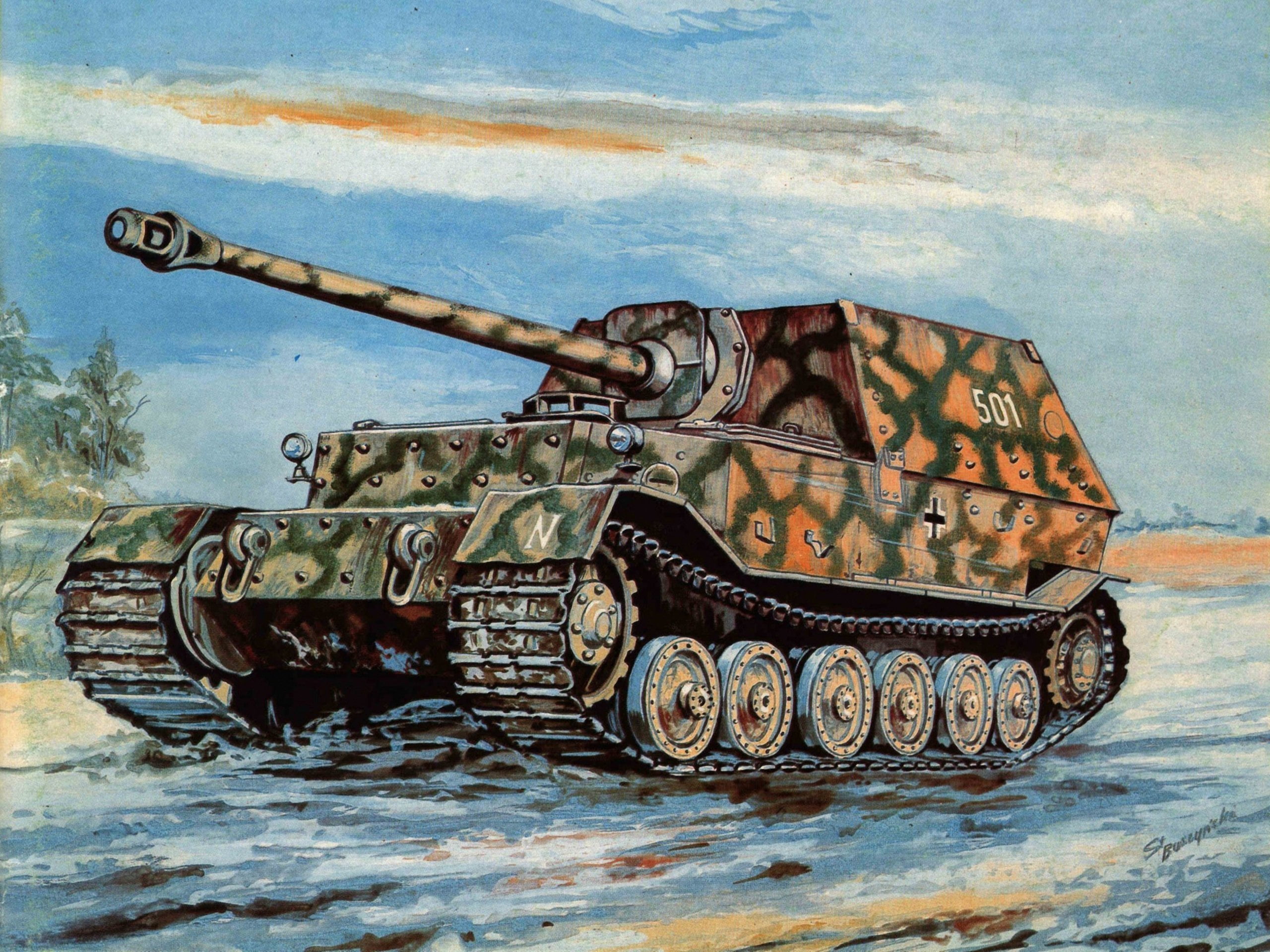 nature, mode of transportation, self-propelled artillery, weapon, outdoors, land vehicle, installation, conflict, metal, German, painting, land, Sd.Car.184, HD Wallpaper
