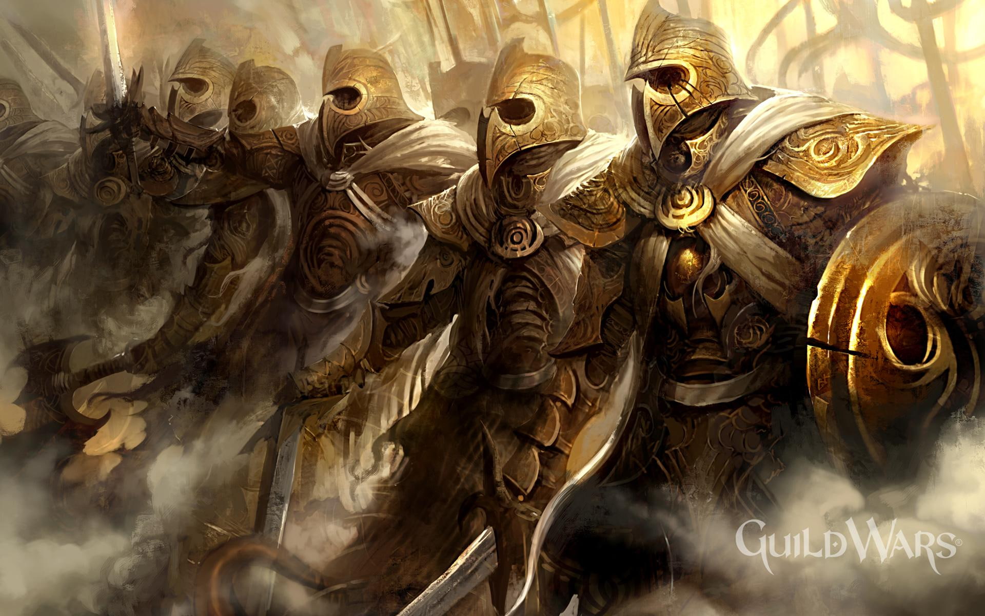 weapons, guild wars, shields, 1080P, video games, army, soldiers, armour, armor, warriors, war, games, HD Wallpaper