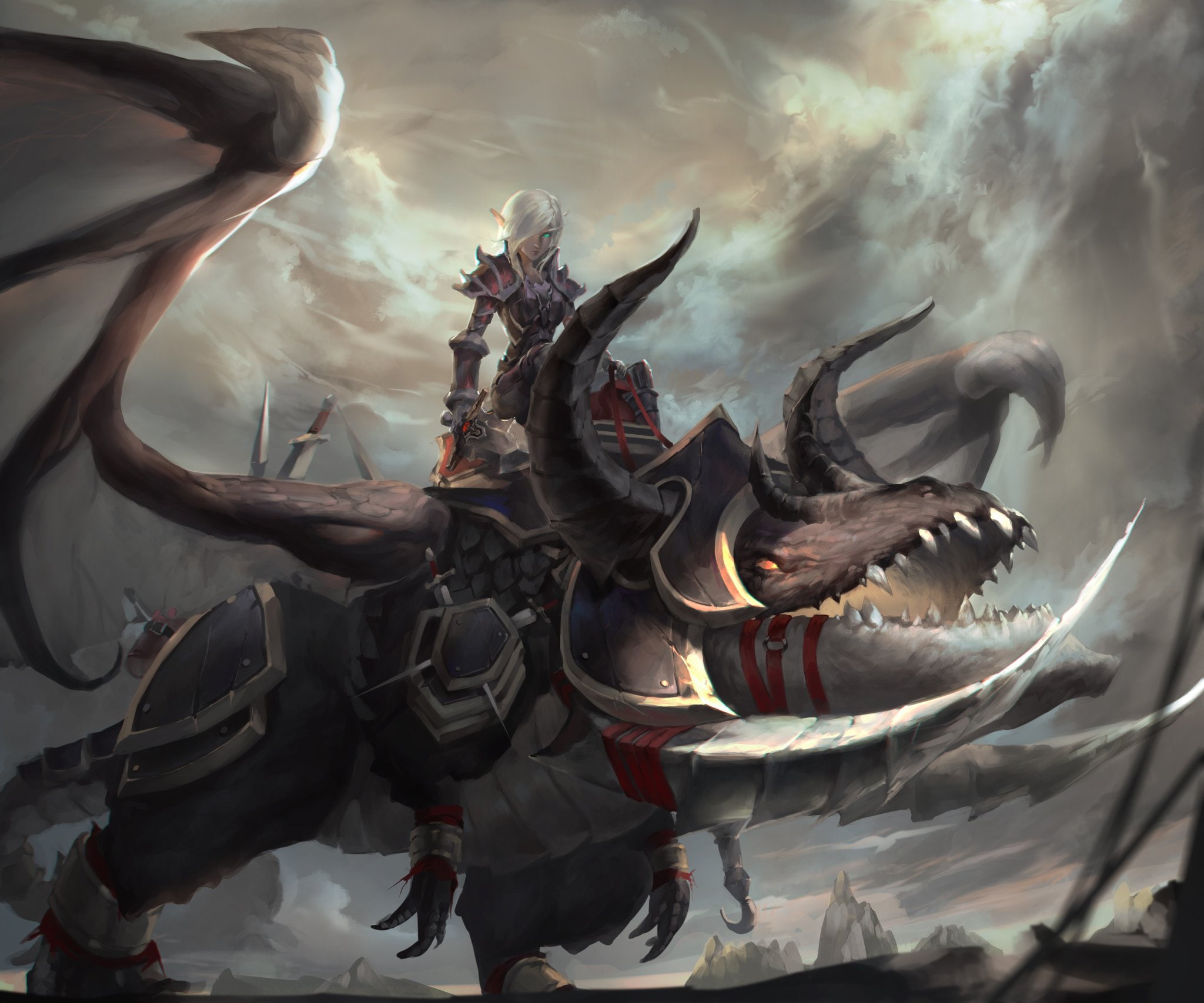 dragon, 1080P, Blood Elf, world of warcraft, HD Wallpaper