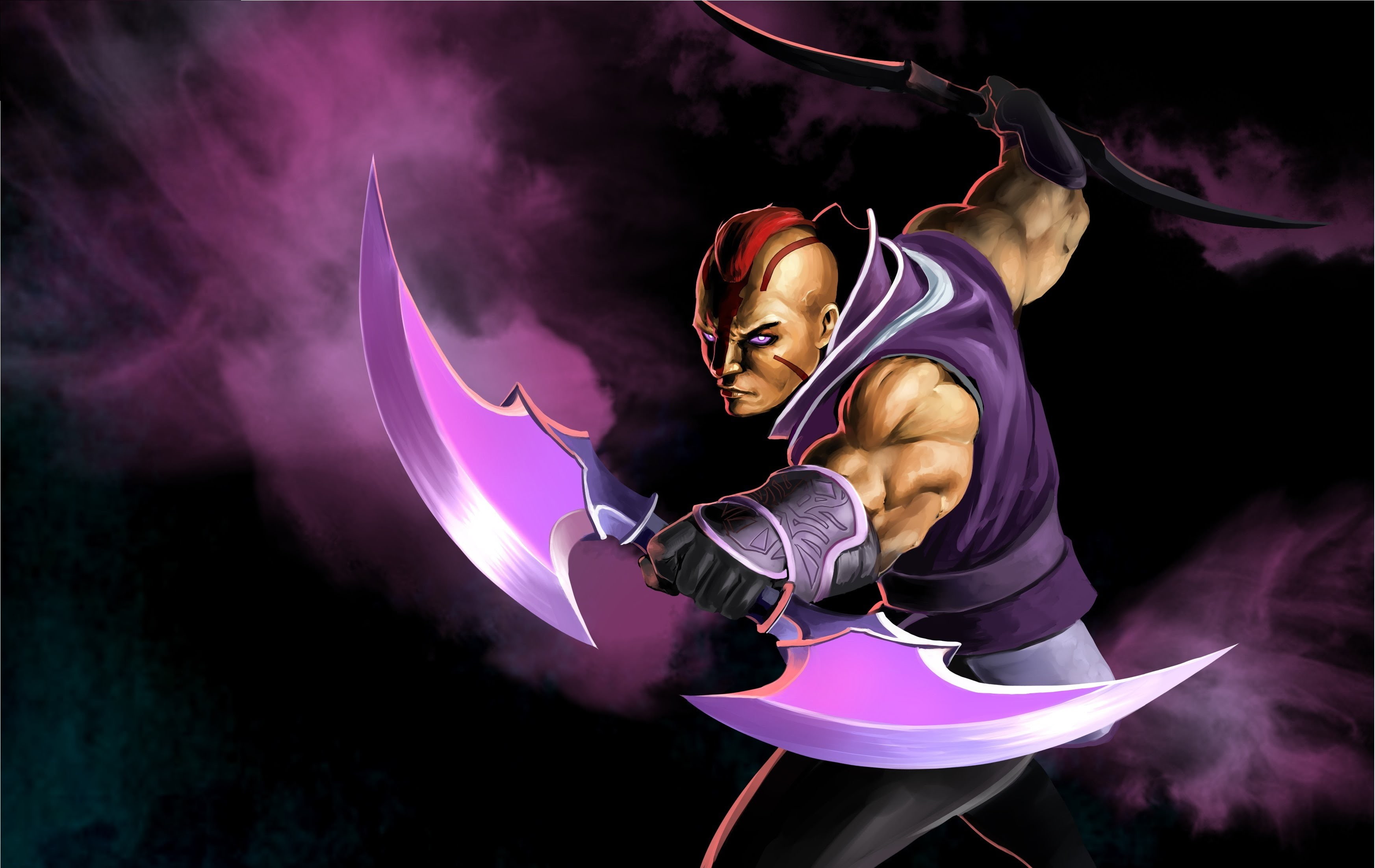one person, vitality, muscular build, Defense of the ancient, sword, black background, young adult, sport, sports clothing, Magina, muscles, adult, illuminated, HD Wallpaper