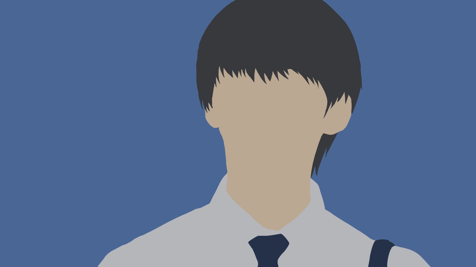 men, one person, blue background, adult, headshot, anime, contemplation, blue, Aku no Hana, portrait, indoors, copy space, young adult, body part, studio shot, HD Wallpaper