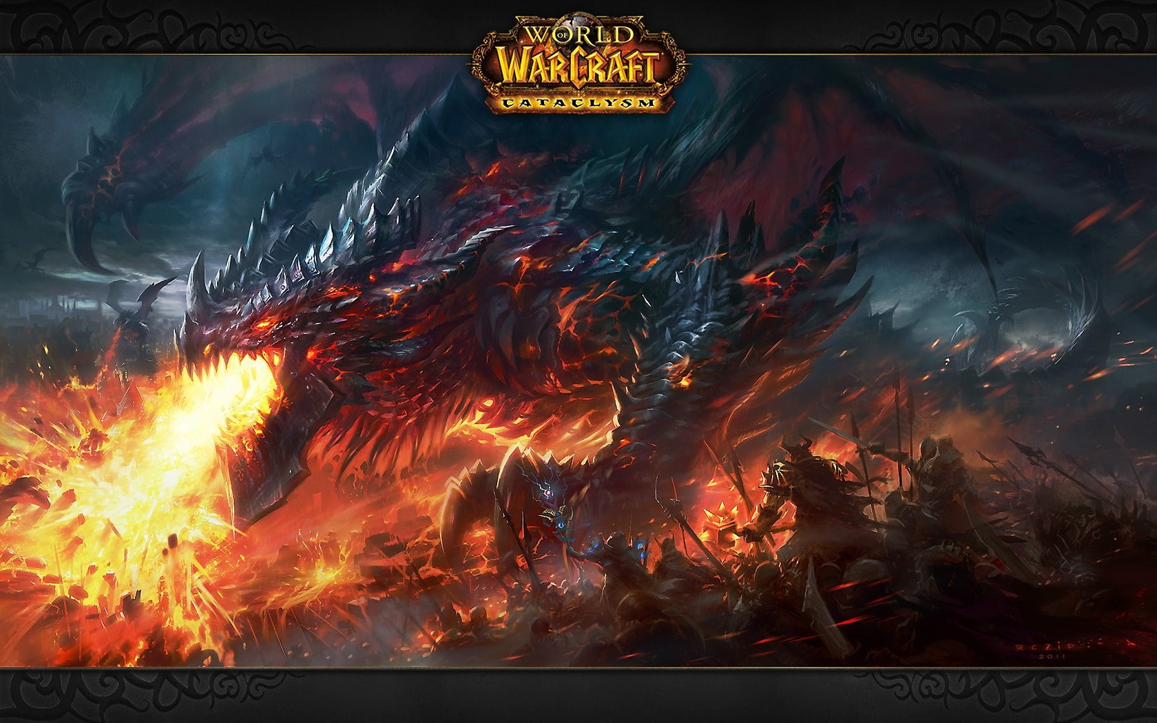 fan, world, art, artwork, video, dragons, x, 720P, hd, warcraft, battles, deathwing, fire, games, cataclysm, Video Games, HD Wallpaper