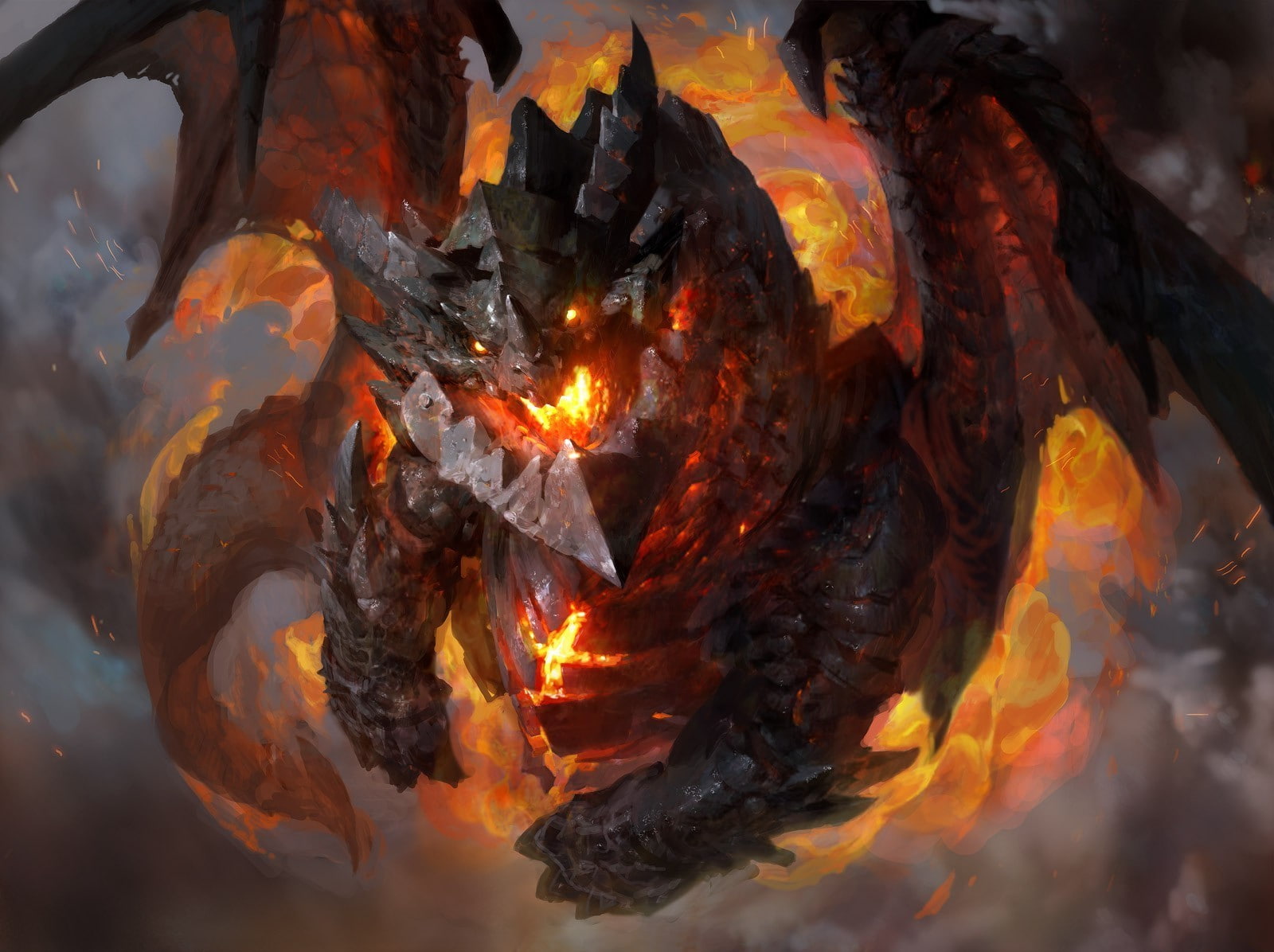 nature, bonfire, 720P, deathwing world of warcraft cataclysm world of warcraft, glowing, fire - natural phenomenon, full frame, beauty in nature, day, HD Wallpaper
