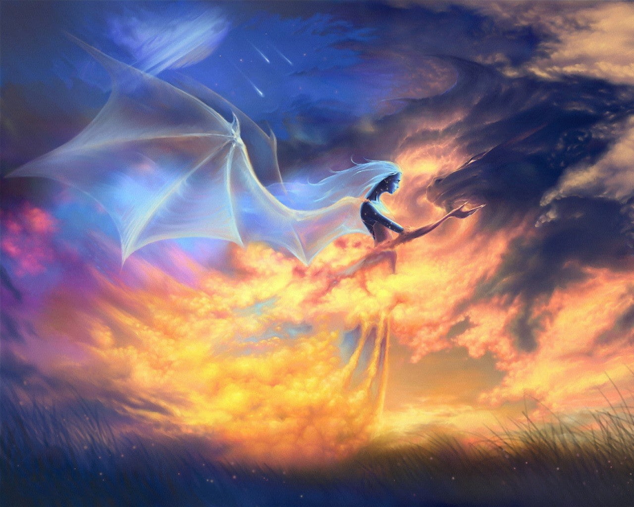 wings, 720P, Angel, dragon, HD Wallpaper
