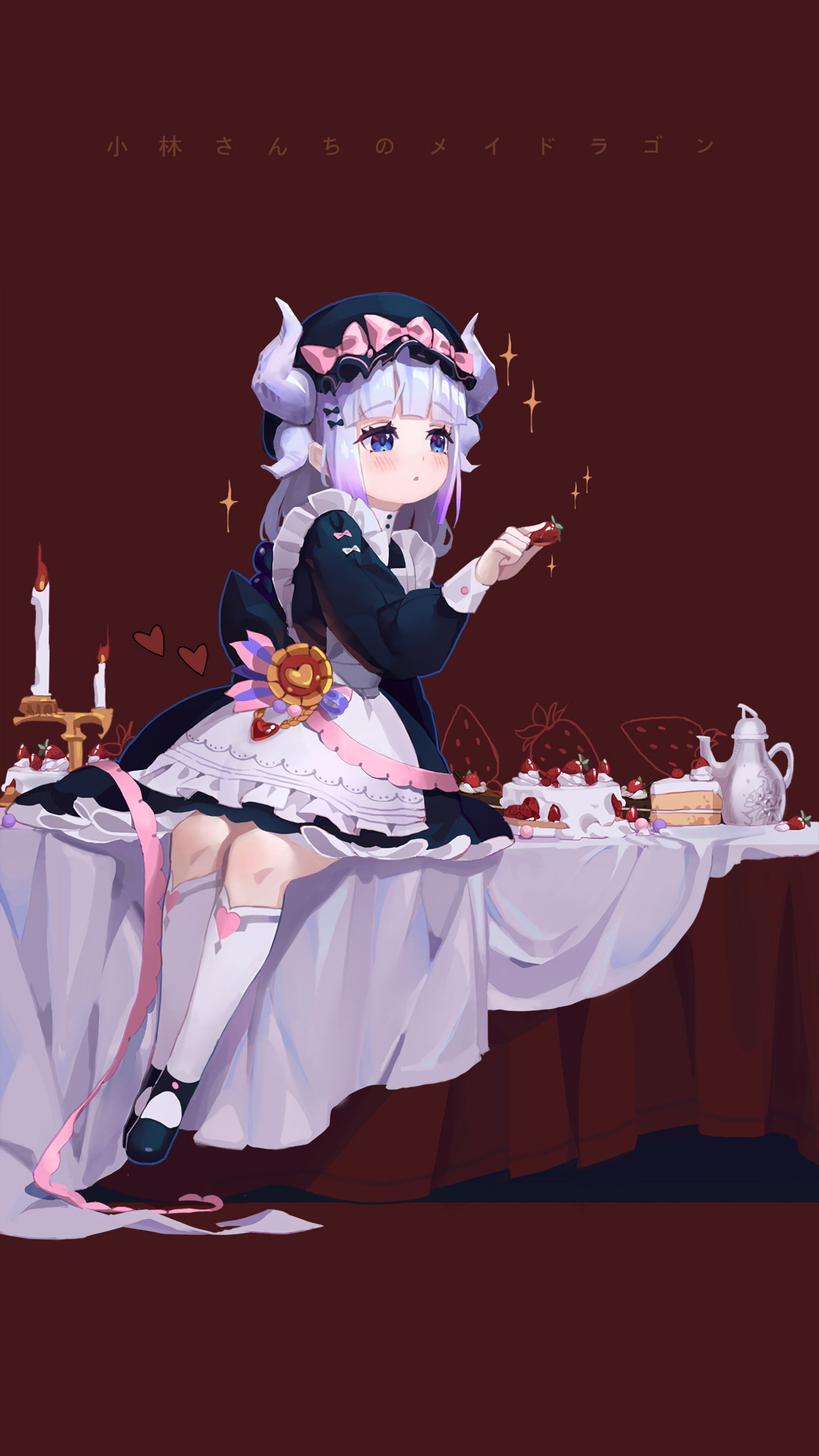 uniform, creativity, men, clothing, studio shot, Kanna Kamui (Kobayashi-san Chi no Maid Dragon), fear, one person, indoors, bizarre, portrait, maid outfit, Phone HD Wallpaper