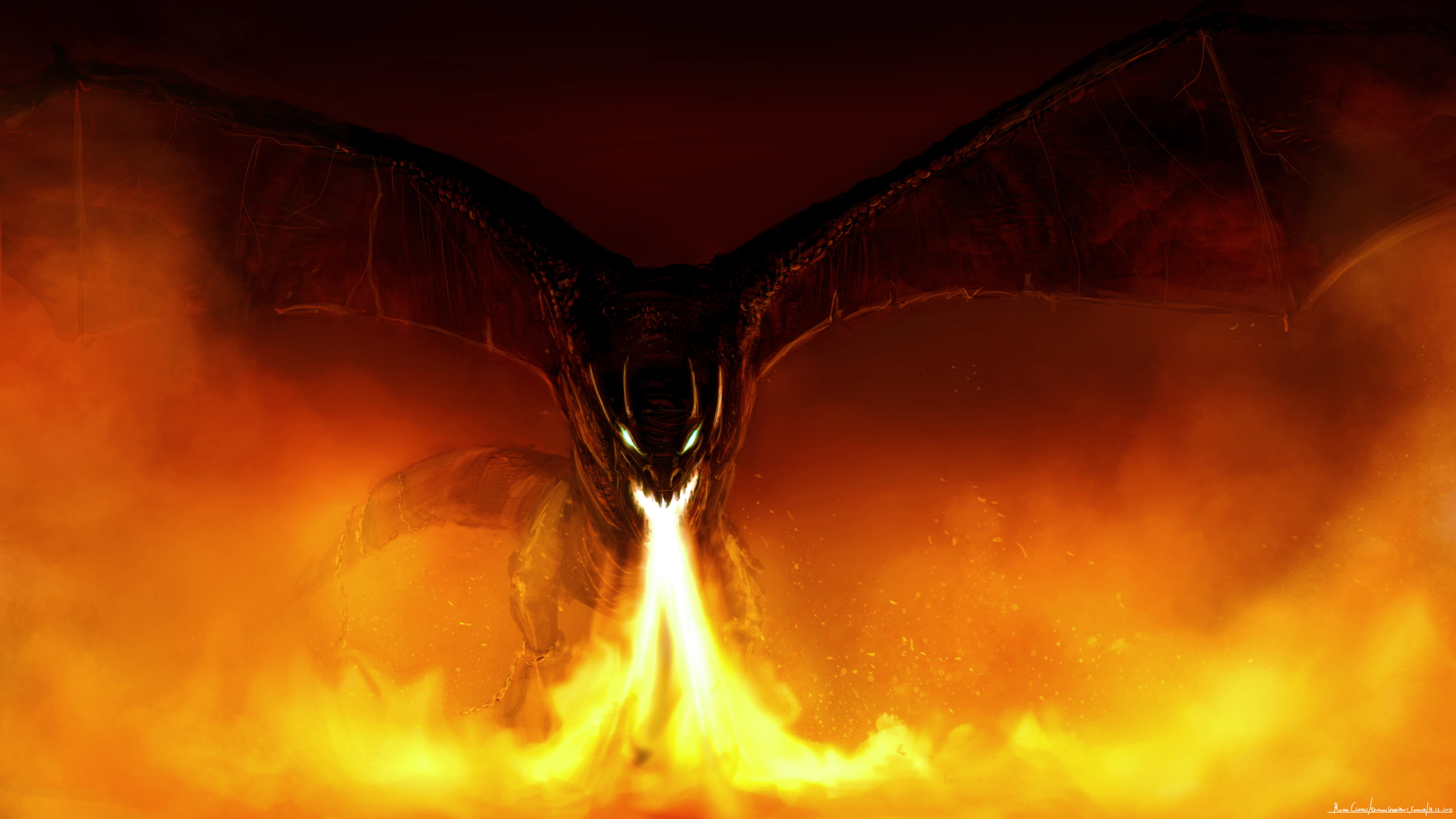 orange color, burning, no People, night, mouth, inferno, 4K, black, warning sign, panoramic, flame, fire, sign, art, nature, red, emotion, fire - Natural Phenomenon, HD Wallpaper
