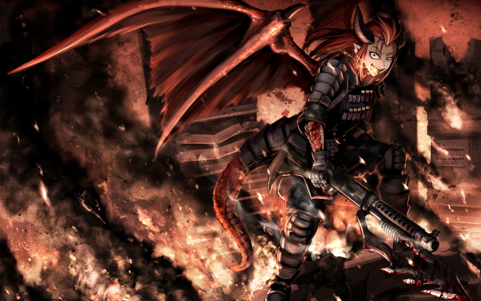 cartoon/comic, 720P, hd, half, anime, dragon, drawing, wings, HD Wallpaper