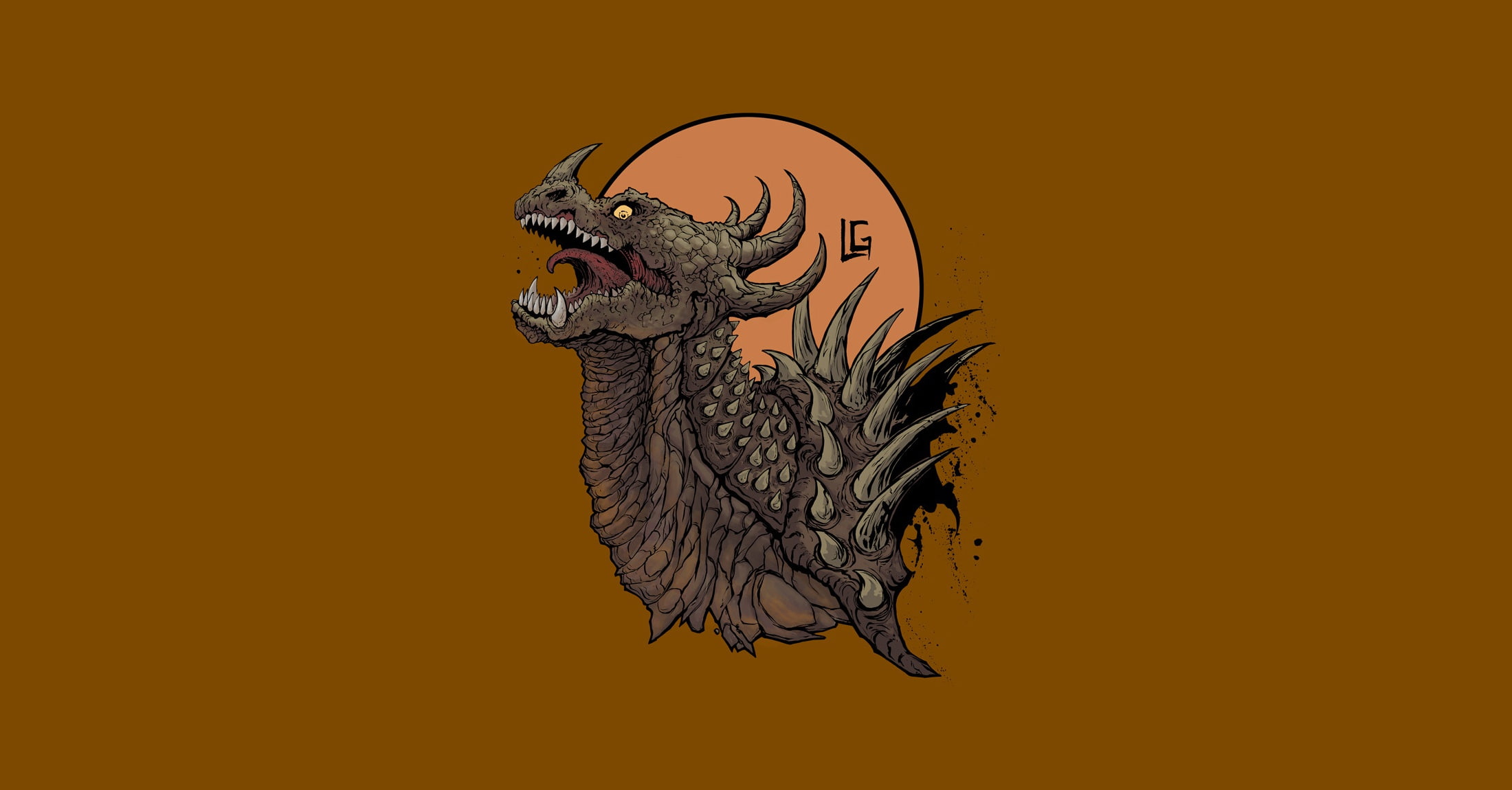 Art, Leonardo Gonzalez, Angirus, Monster, Anguirus, By Leonardo Gonzalez, Creatures, Godzilla, Gull, Figure, By LG, 1080P, Kaiju portraits, Background, HD Wallpaper