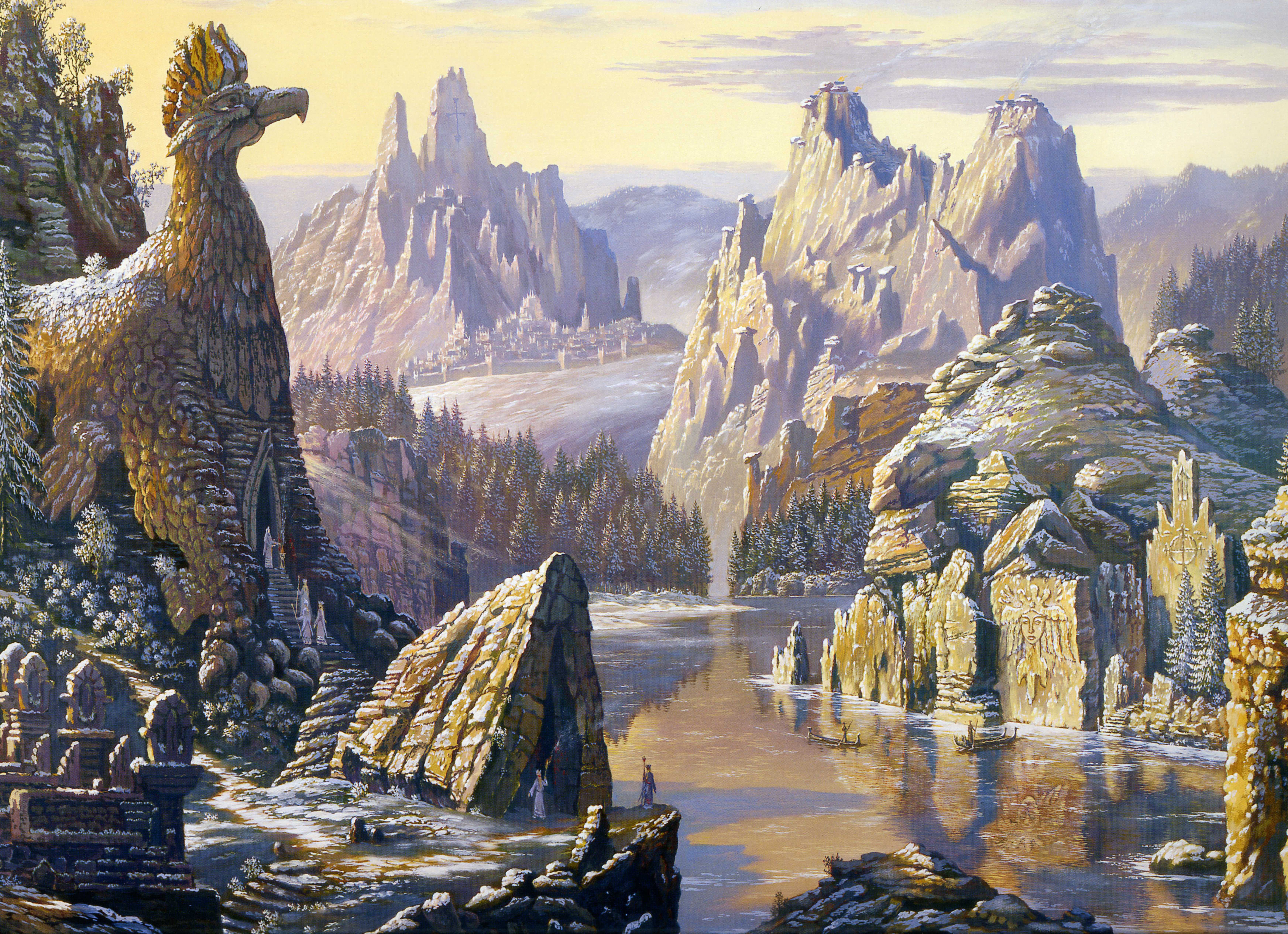rock - Object, winter, formation, Slavic painting, architecture, painting, sky, travel, scenics - nature, mountain, water, day, tranquil scene, lake, the fortress city, HD Wallpaper