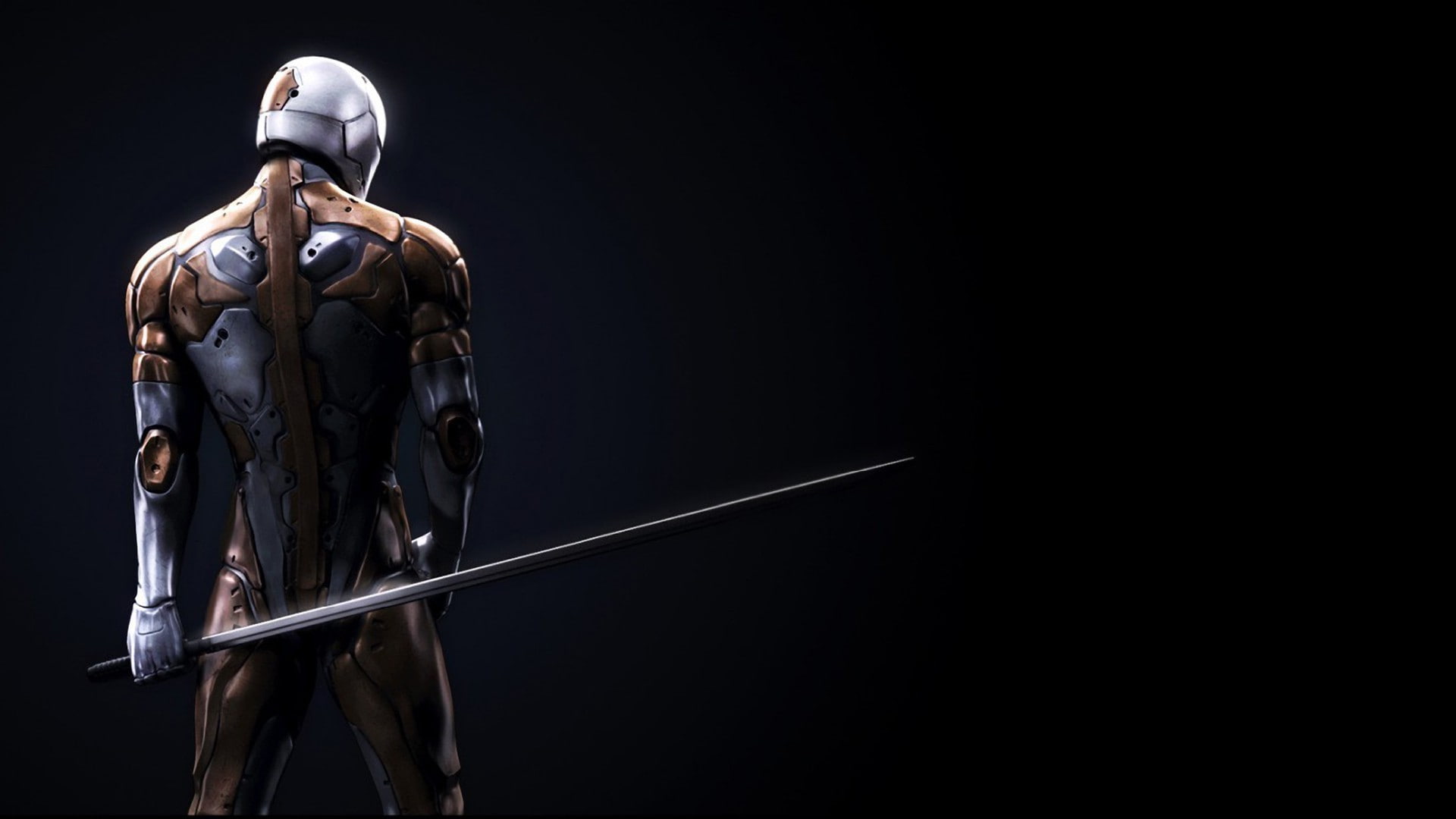 sport, clothing, artwork, studio shot, helmet, no people, figurine, rear view, art and craft, black background, 1080P, metal gear solid, creativity, human representation, HD Wallpaper