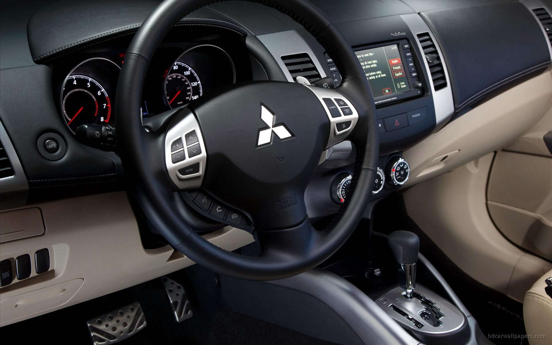 interior, wheel, gt, cars, steering, car, 2010, 1080P, mitsubishi, outlander, black, HD Wallpaper